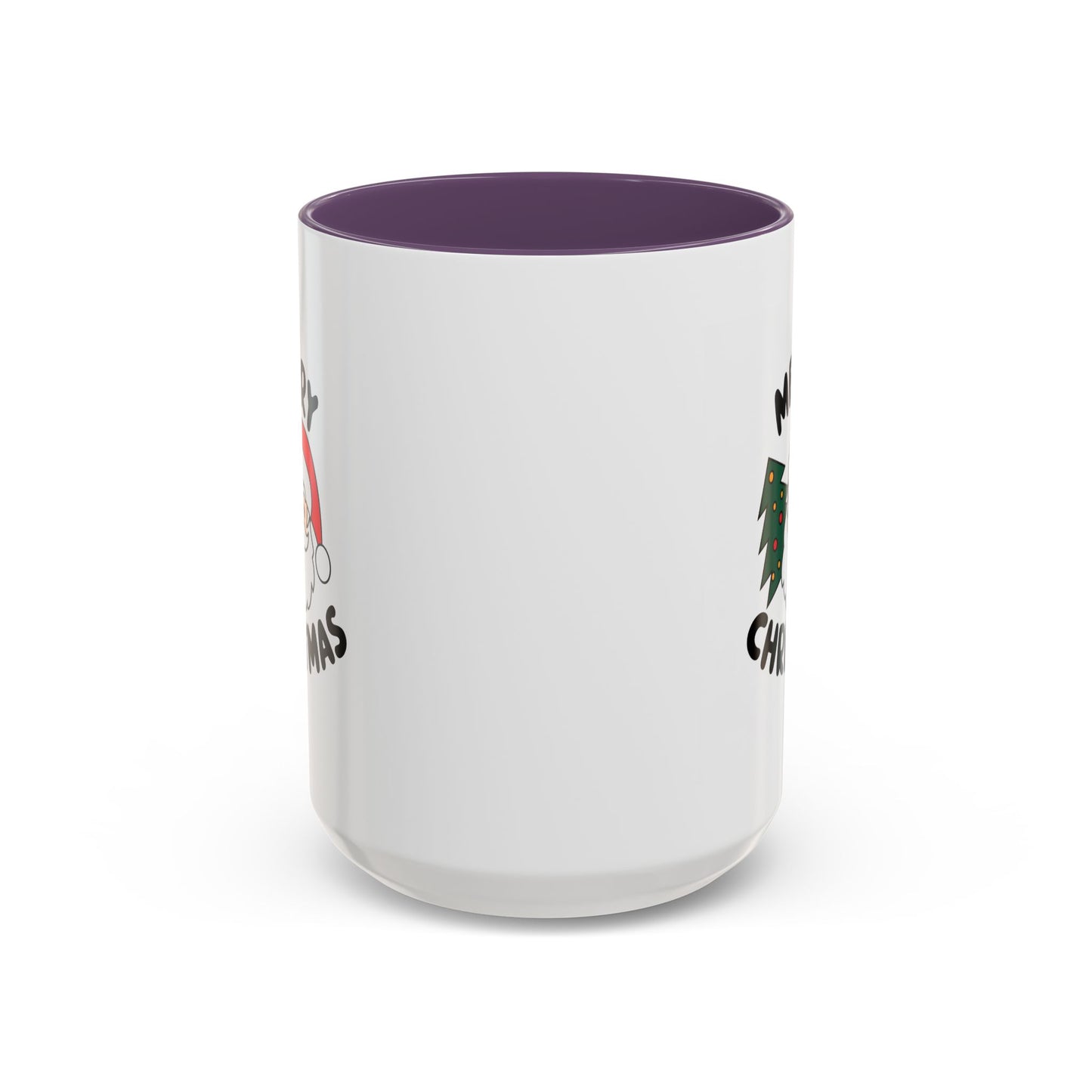 Christmas Mug - Merry Christmas Black Text Santa Tree