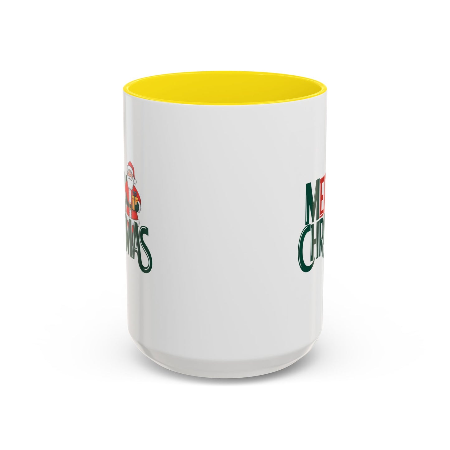 Christmas Mug - Merry Christmas Green & Red Text Santa Present