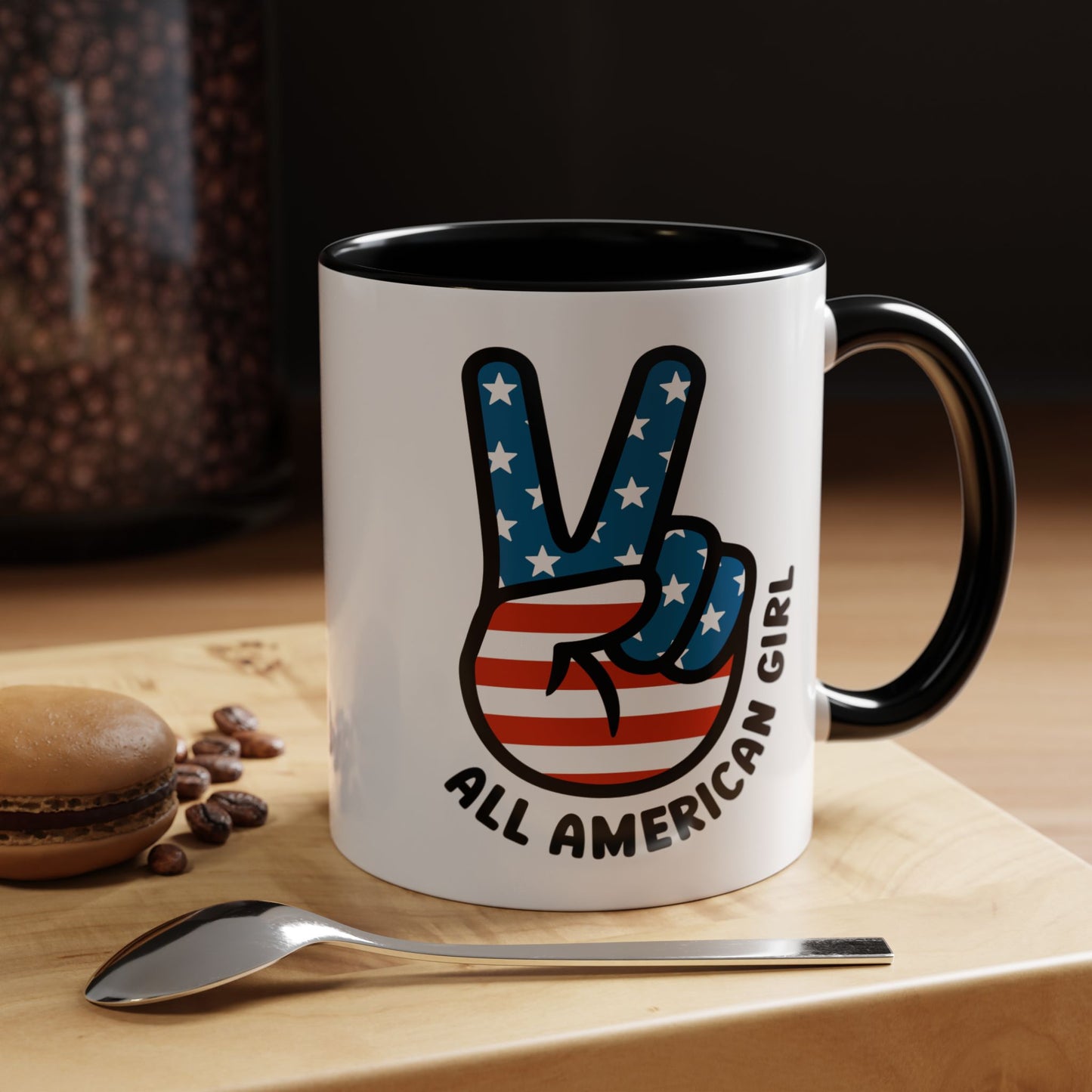 4th of July Mug - All American Girl Peace Sign