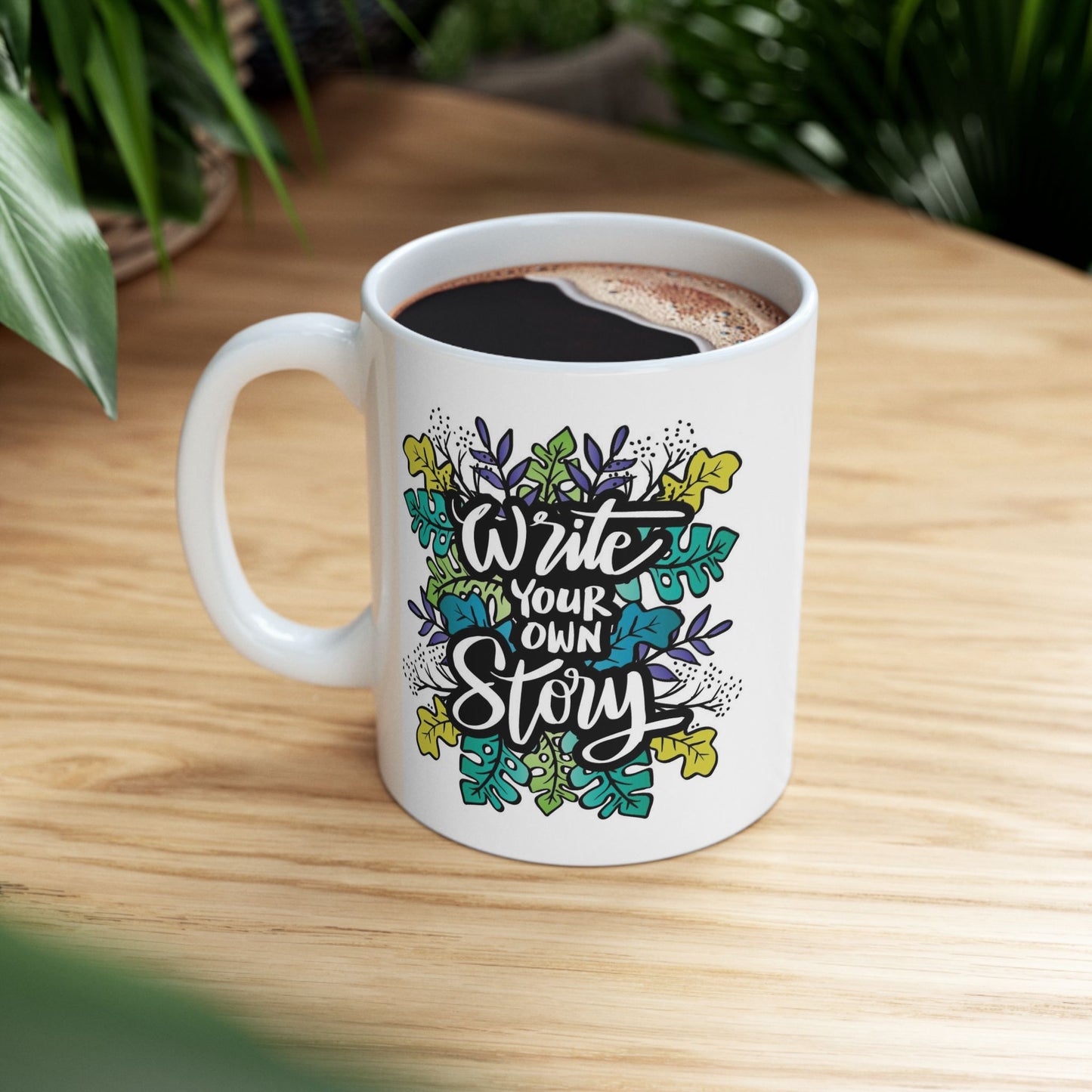 Motivation Mug - Write Your Own Story Leaves
