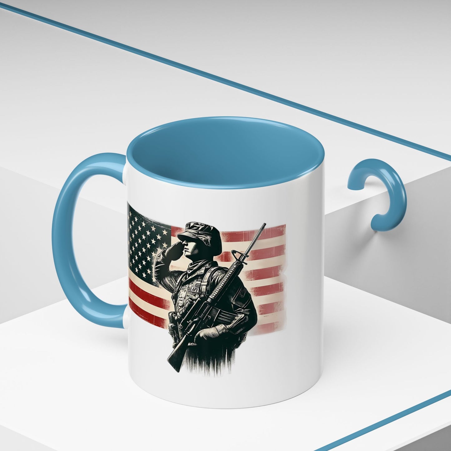 4th of July Mug - Soldier American Flag