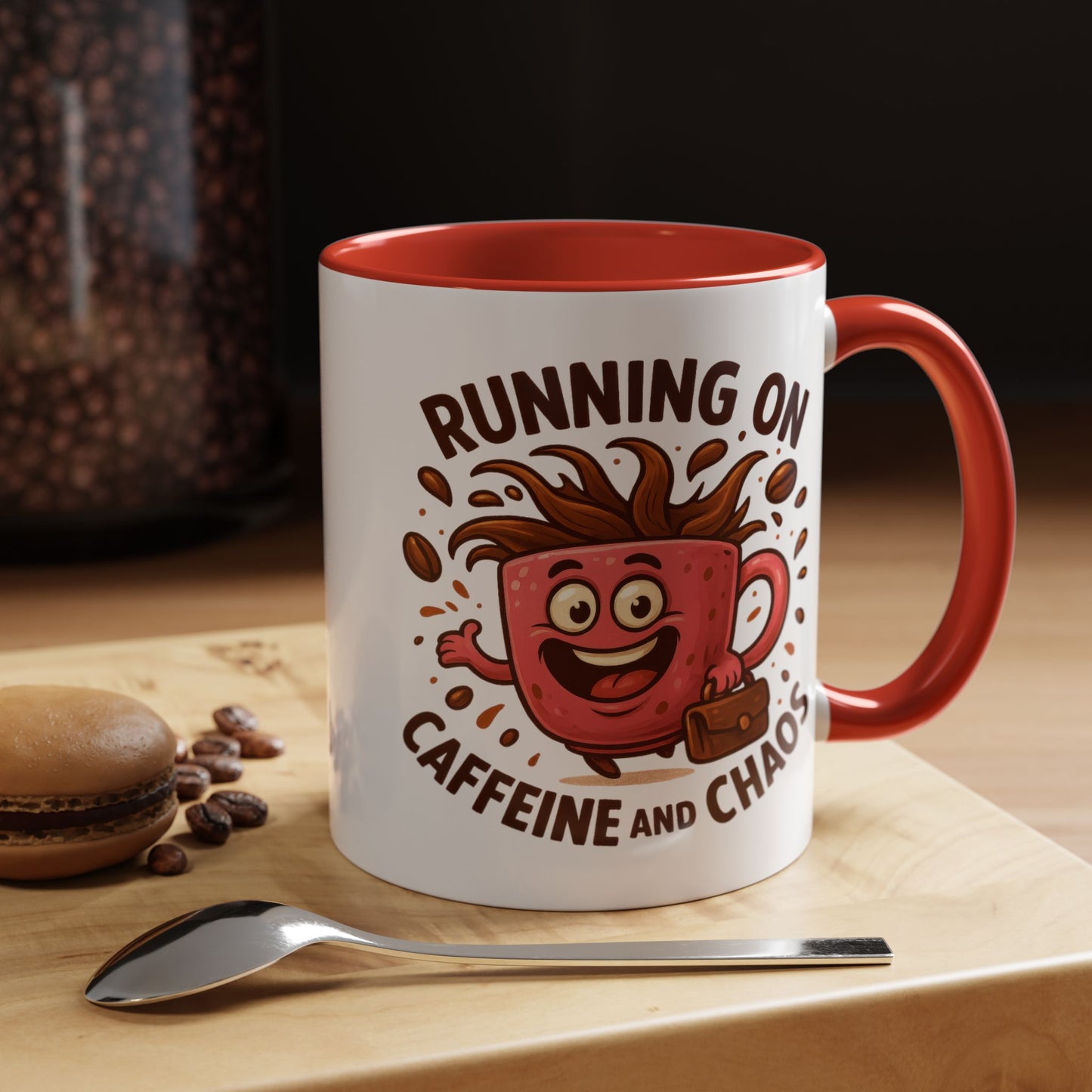 Humor Mug - Running On Caffeine and Chaos