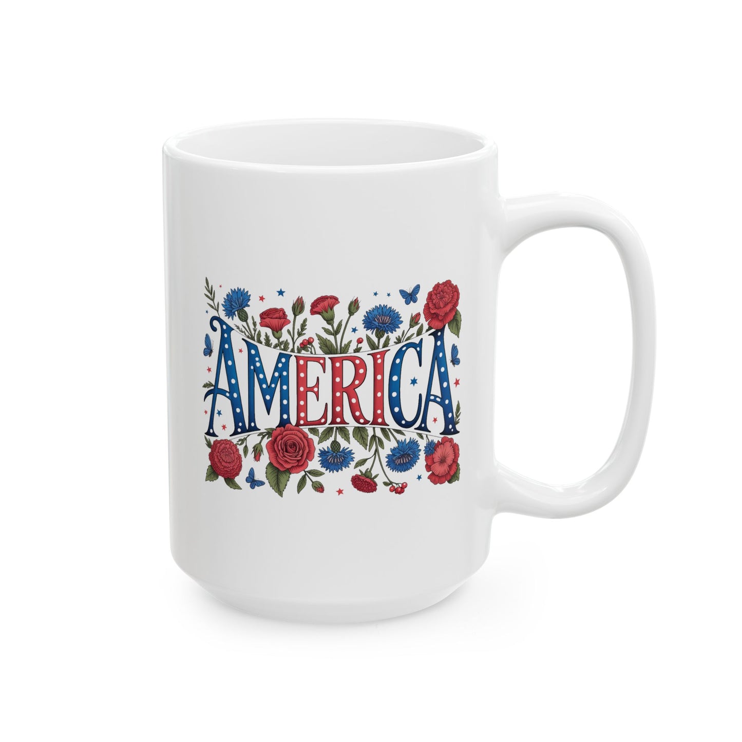 4th of July Mug - Patriotic Floral America