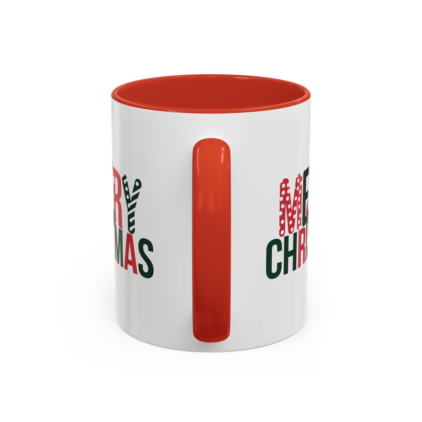 Christmas Mug - Merry Christmas Green & Red Text Santa