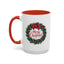 Christmas Mug - Merry Christmas Red Text Bow Wreath