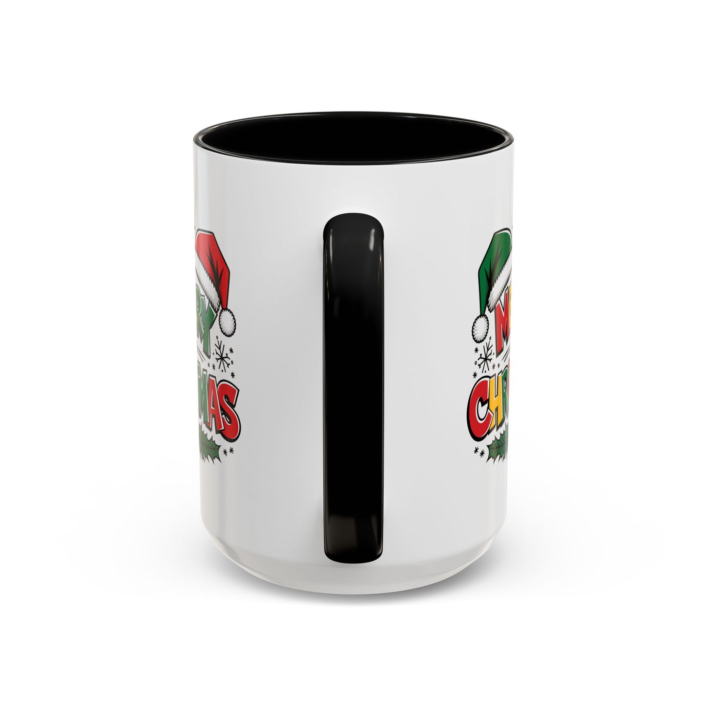 Christmas Mug - Merry Christmas Red Yellow & Green Text Green & Red Hat