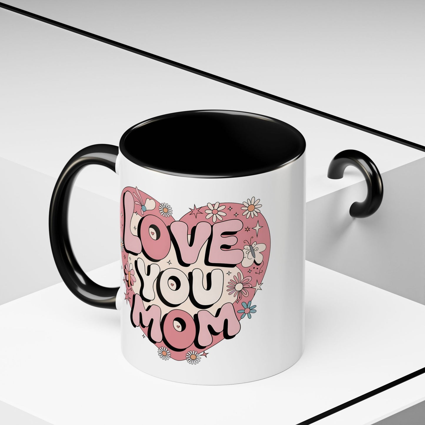 Mother's Day Mug - Love You Mom Retro Heart