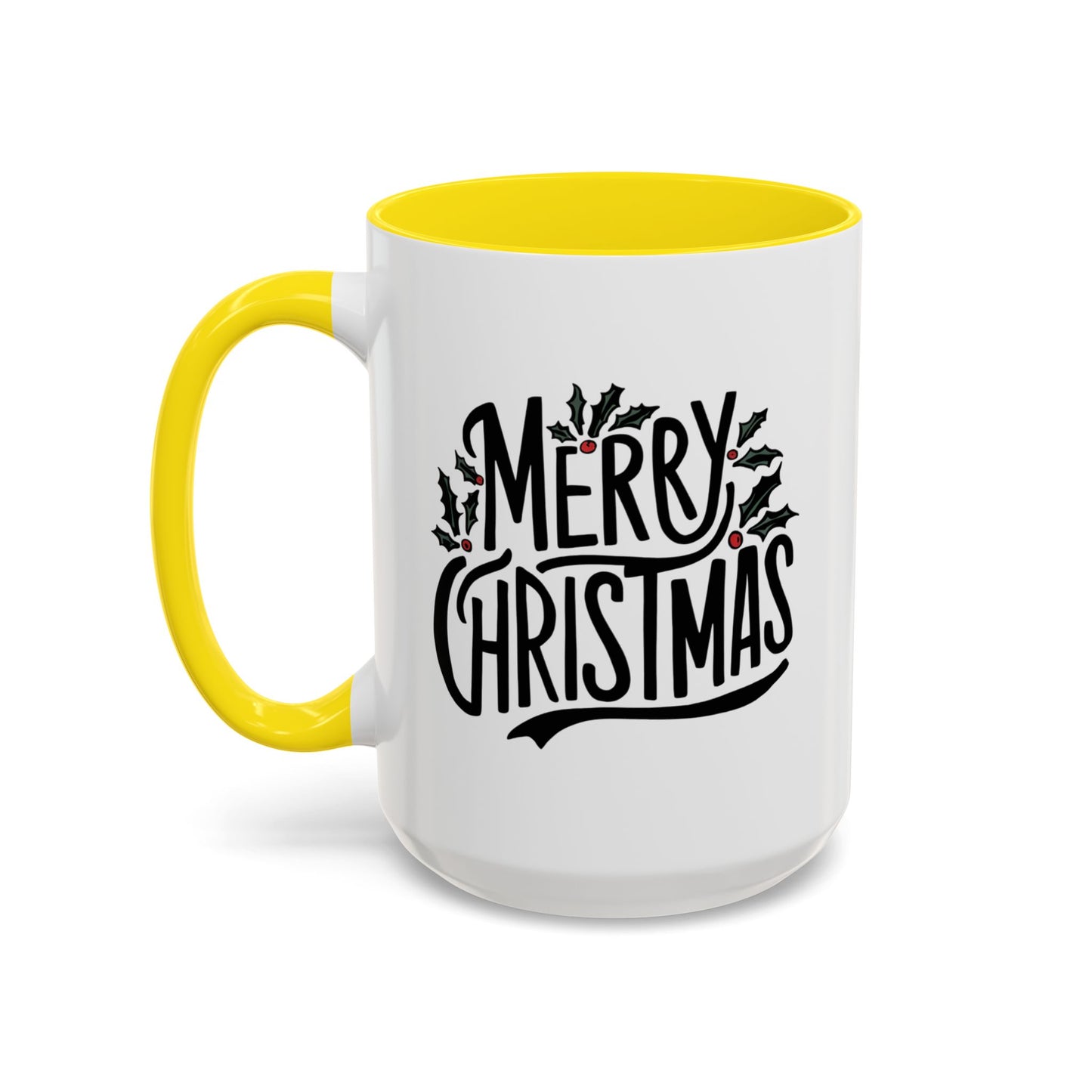 Christmas Mug - Merry Christmas Black Text Mistletoe