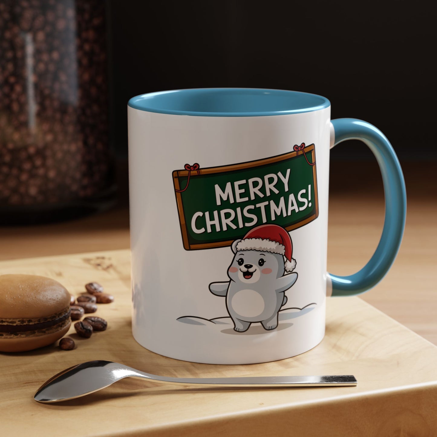 Christmas Mug - Merry Christmas White Text Seal Pup