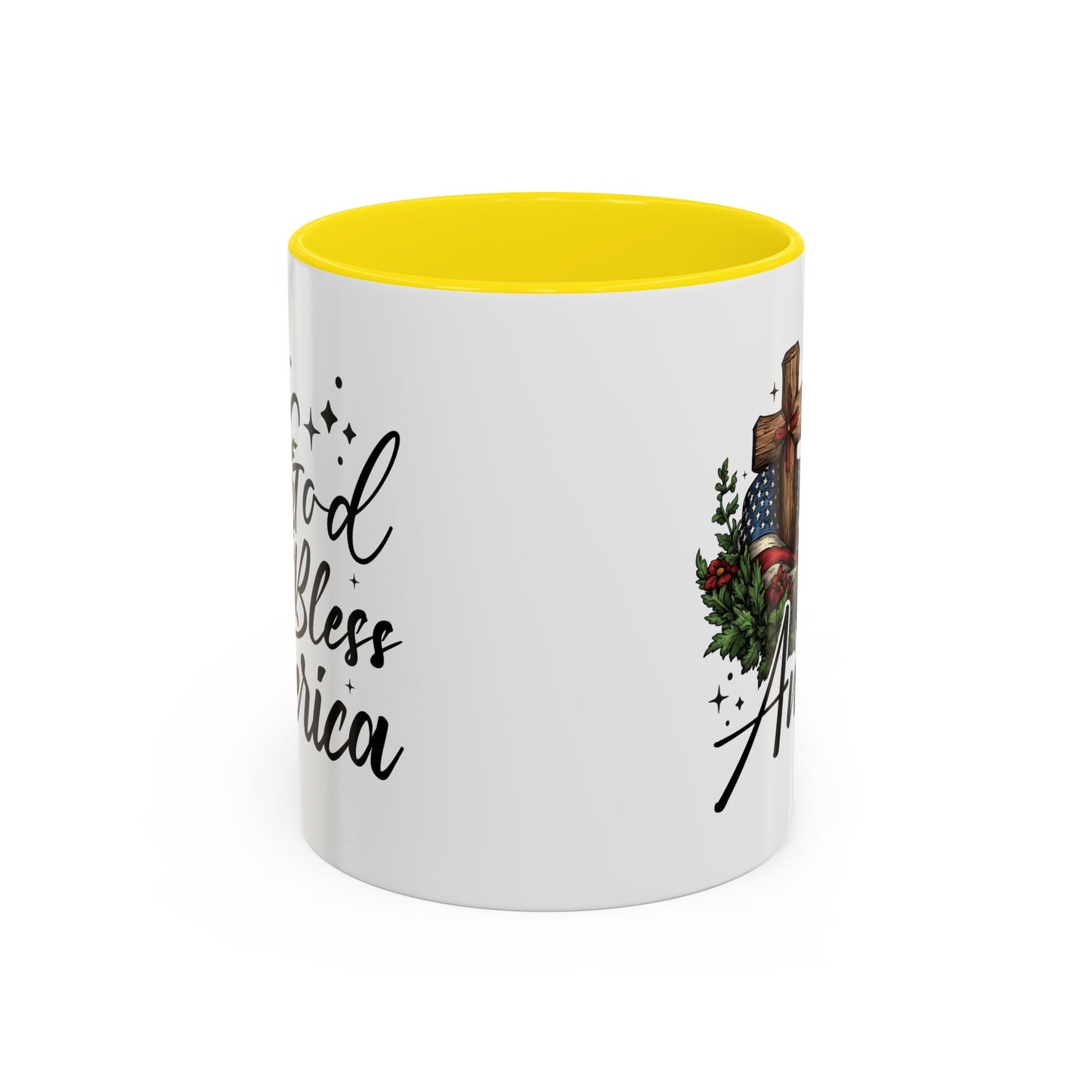 4th of July Mug - God Bless America Cross Flag