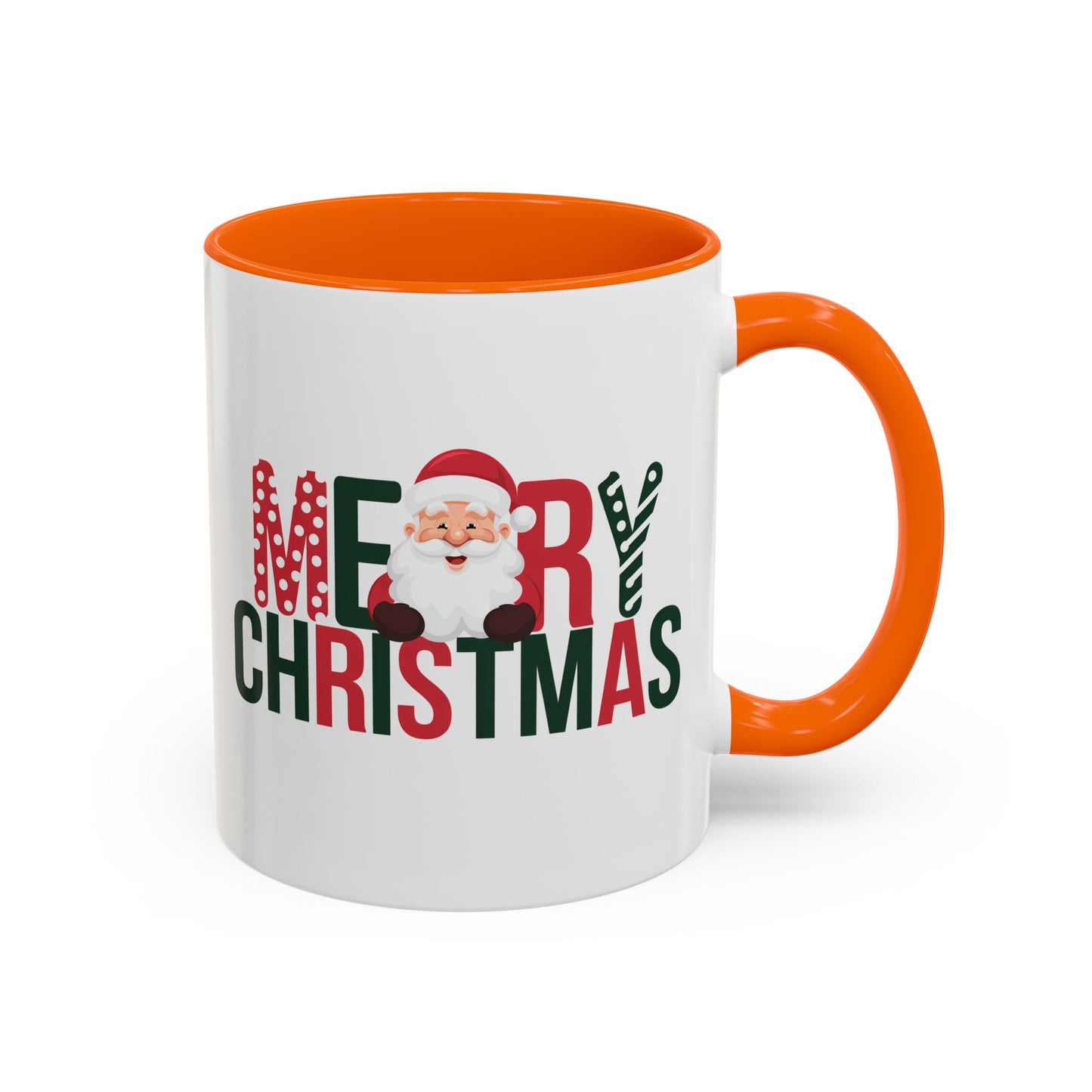 Christmas Mug - Merry Christmas Green & Red Text Santa