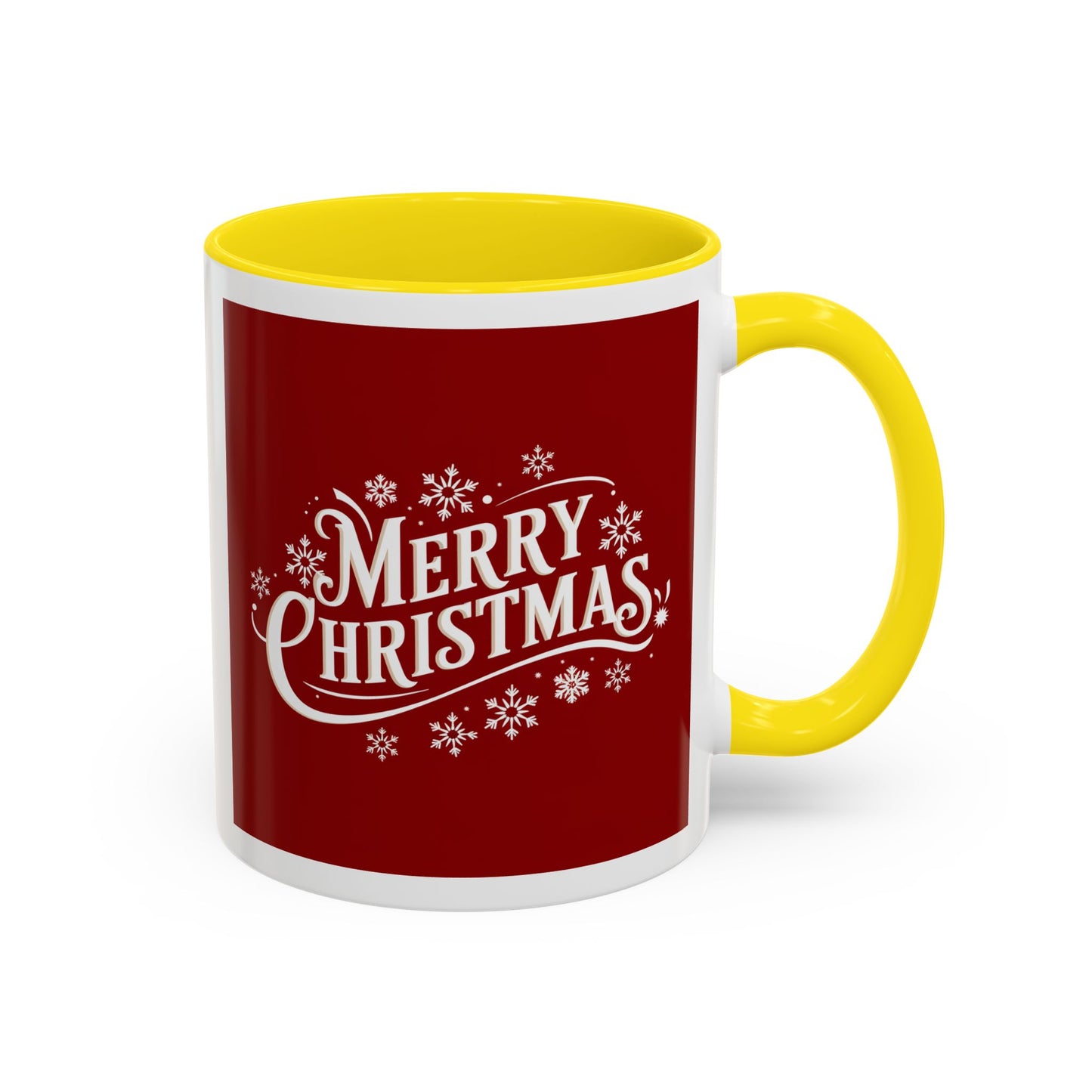 Christmas Mug - Merry Christmas White Text Maroon Background