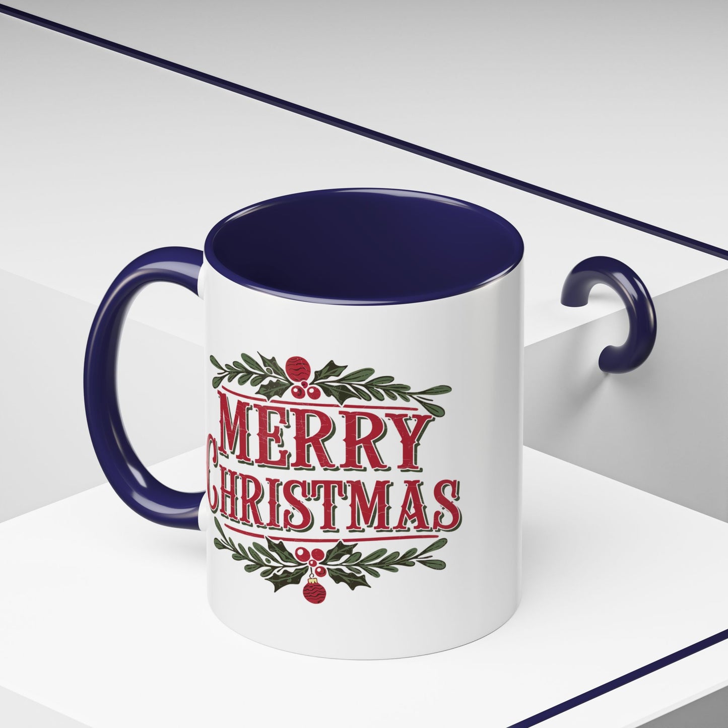 Christmas Mug - Merry Christmas Maroon Text Ornament Decorations