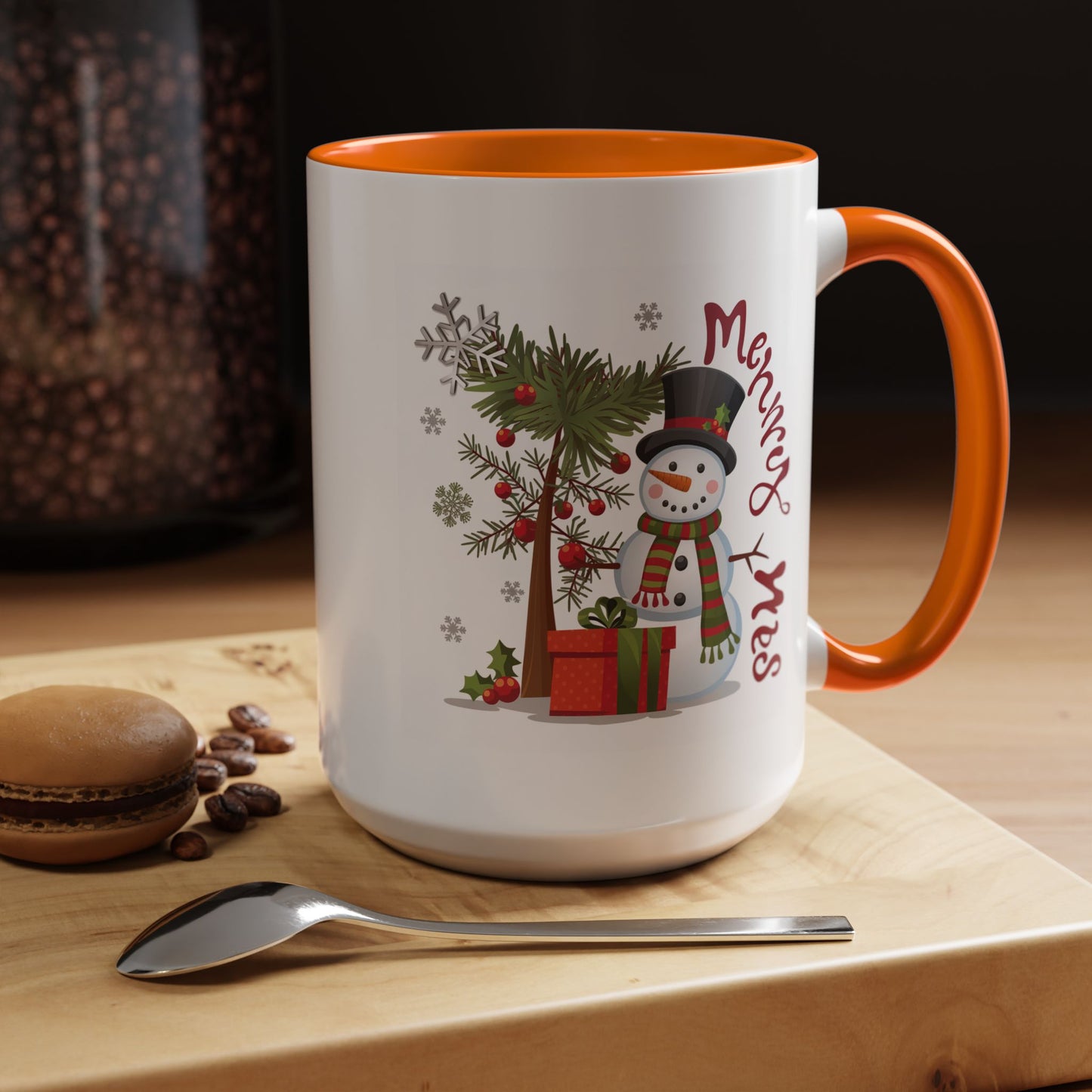 Christmas Mug - Merry Xmas Snowman Tree Present