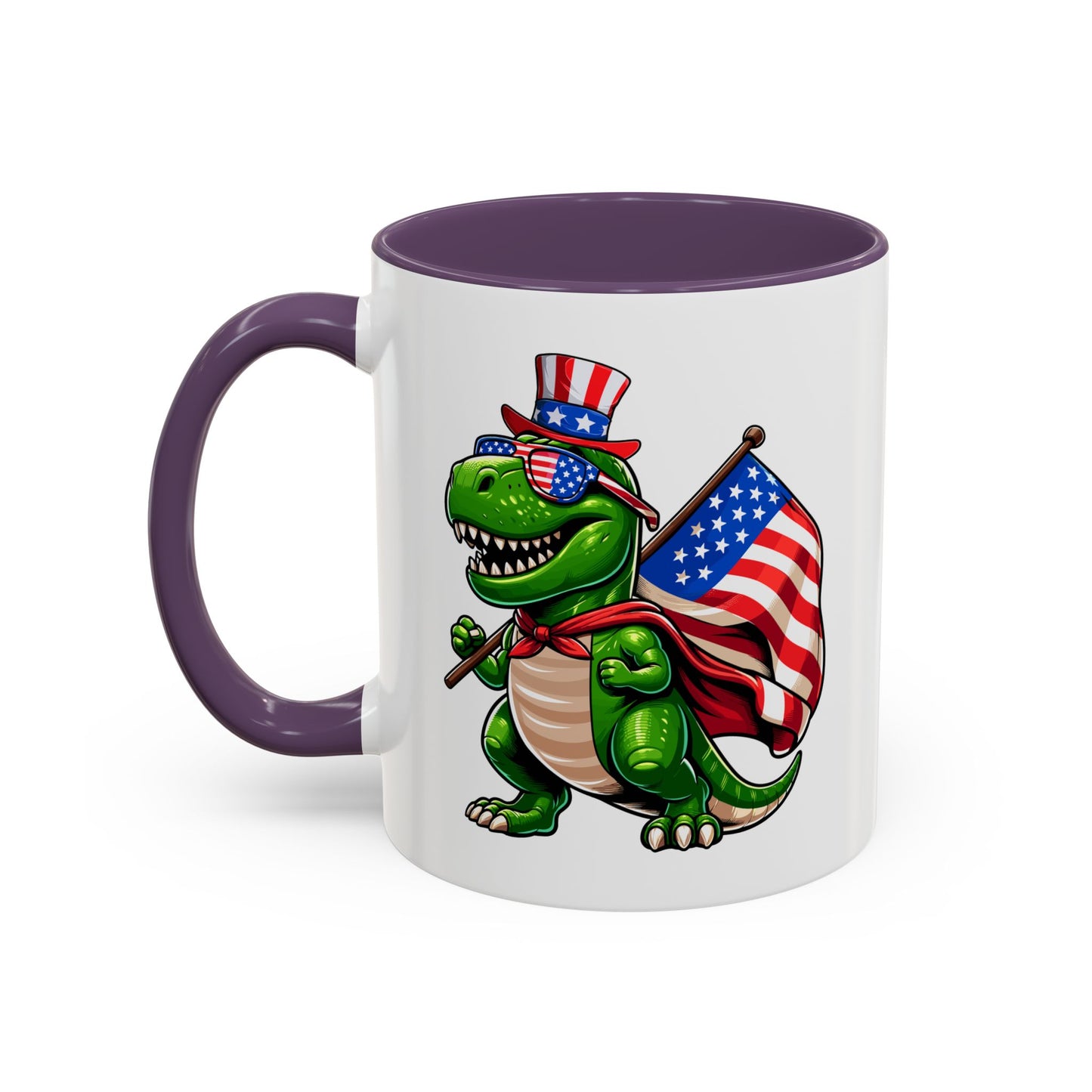 4th of July Mug - T Rex Dinosaur USA Flag