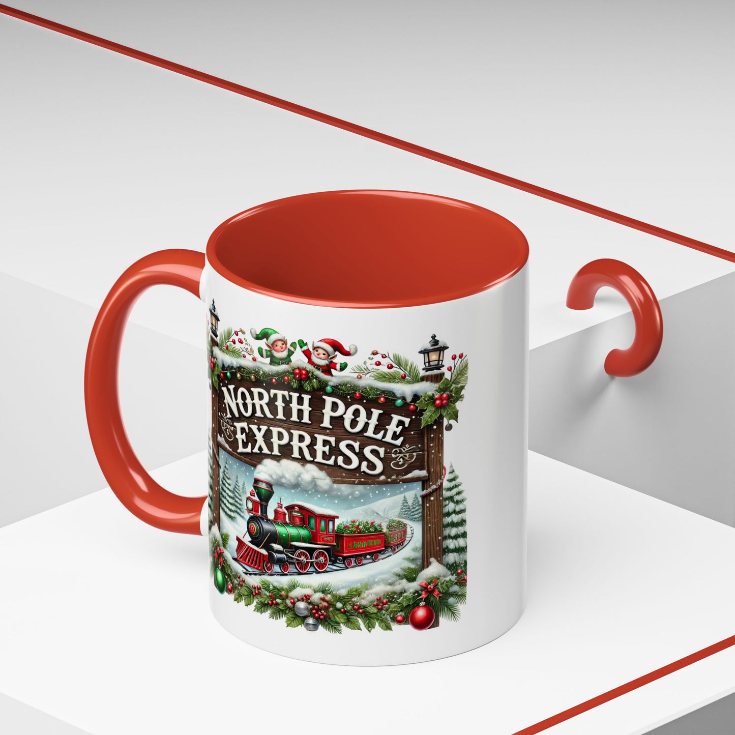 Christmas Mug - North Pole Express Steam Locomotive Decorations