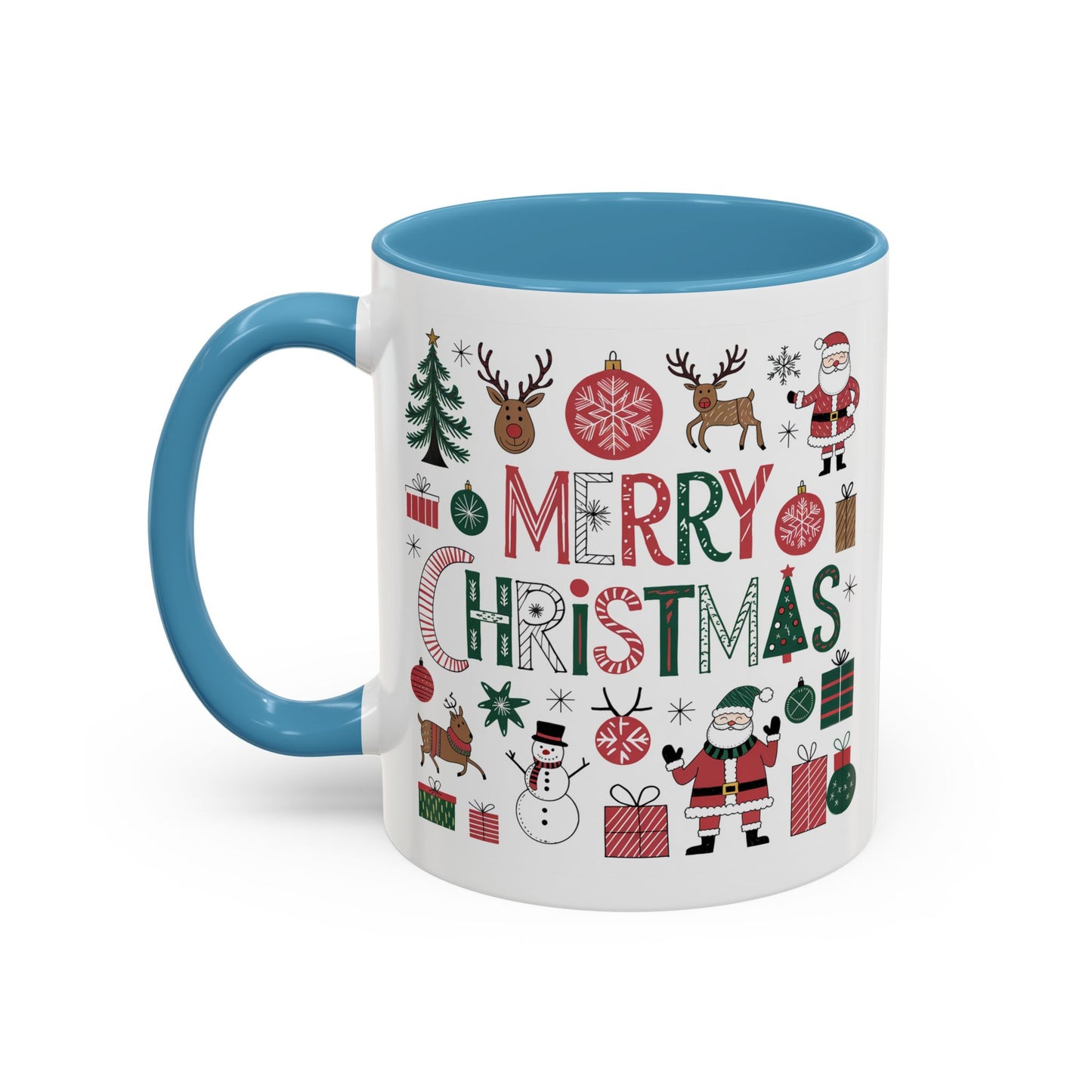 Christmas Mug - Merry Christmas Red White & Green Text Collage