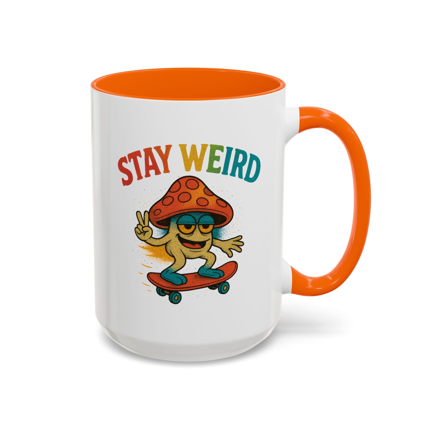Humor Mug - Stay Weird Mushroom Skateboard