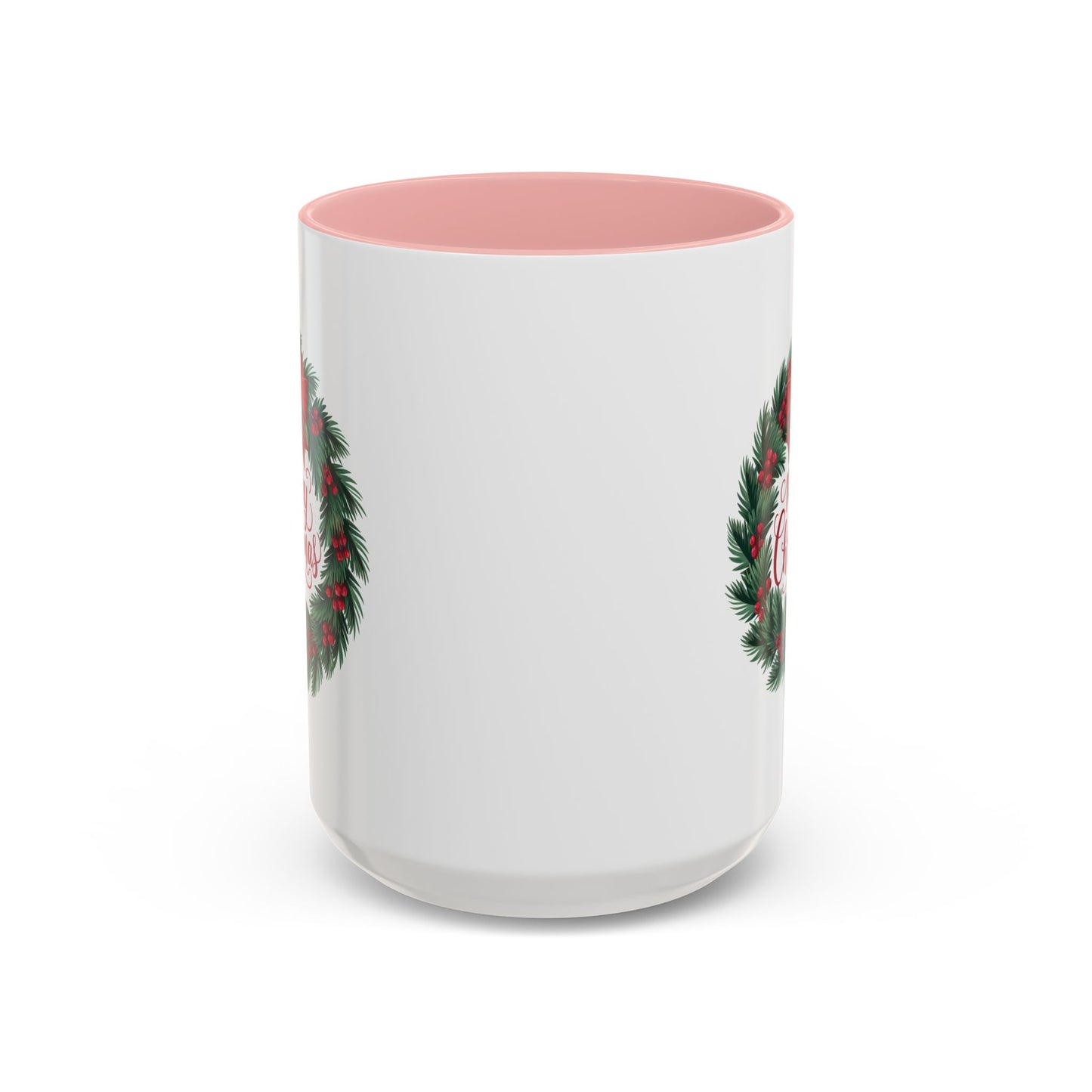 Christmas Mug - Merry Christmas Red Text Bow Wreath