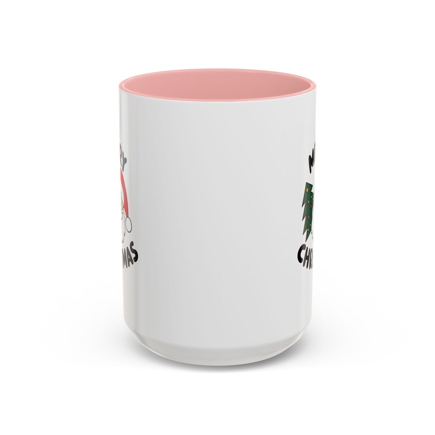 Christmas Mug - Merry Christmas Black Text Santa Tree