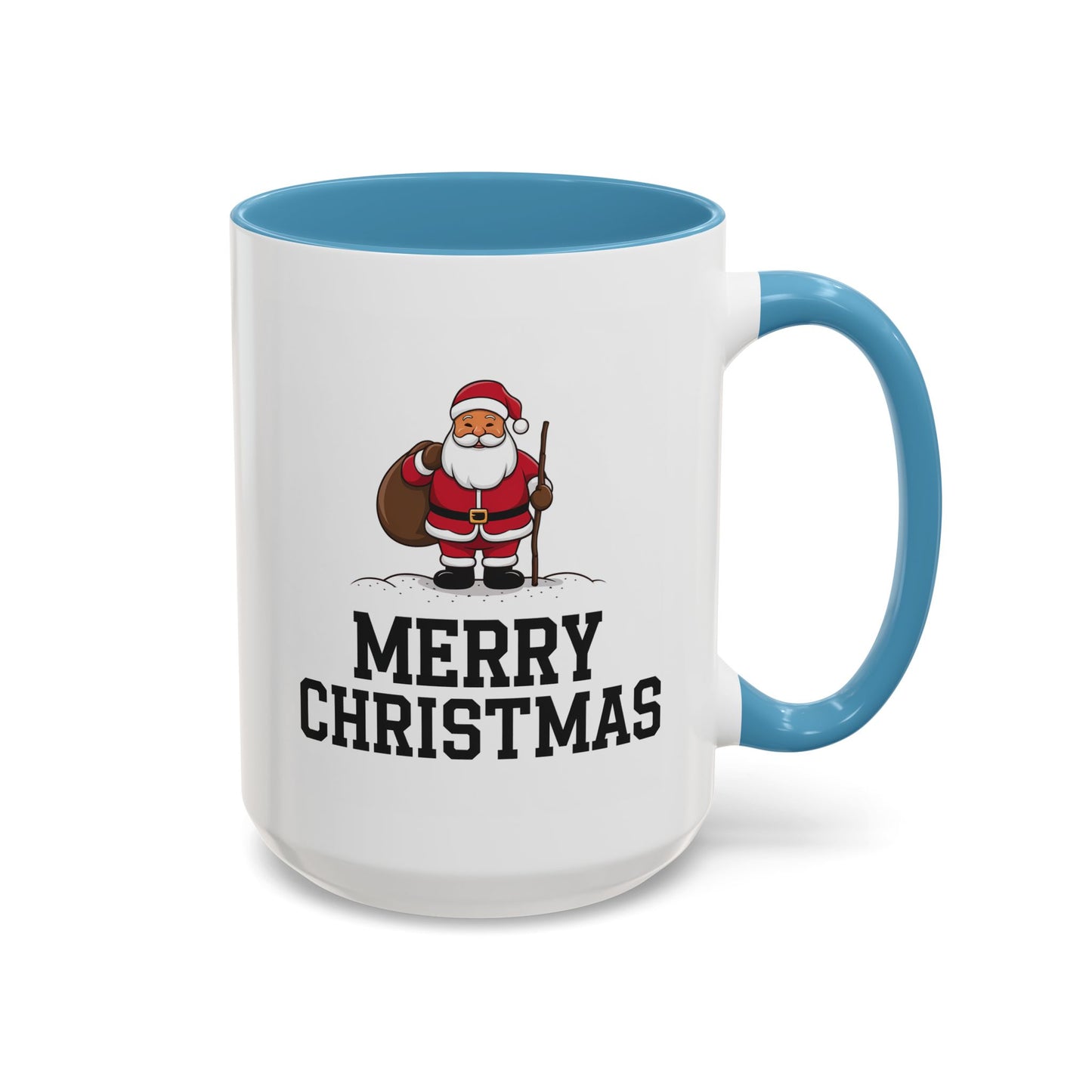 Christmas Mug - Merry Christmas Black Text Santa Walking