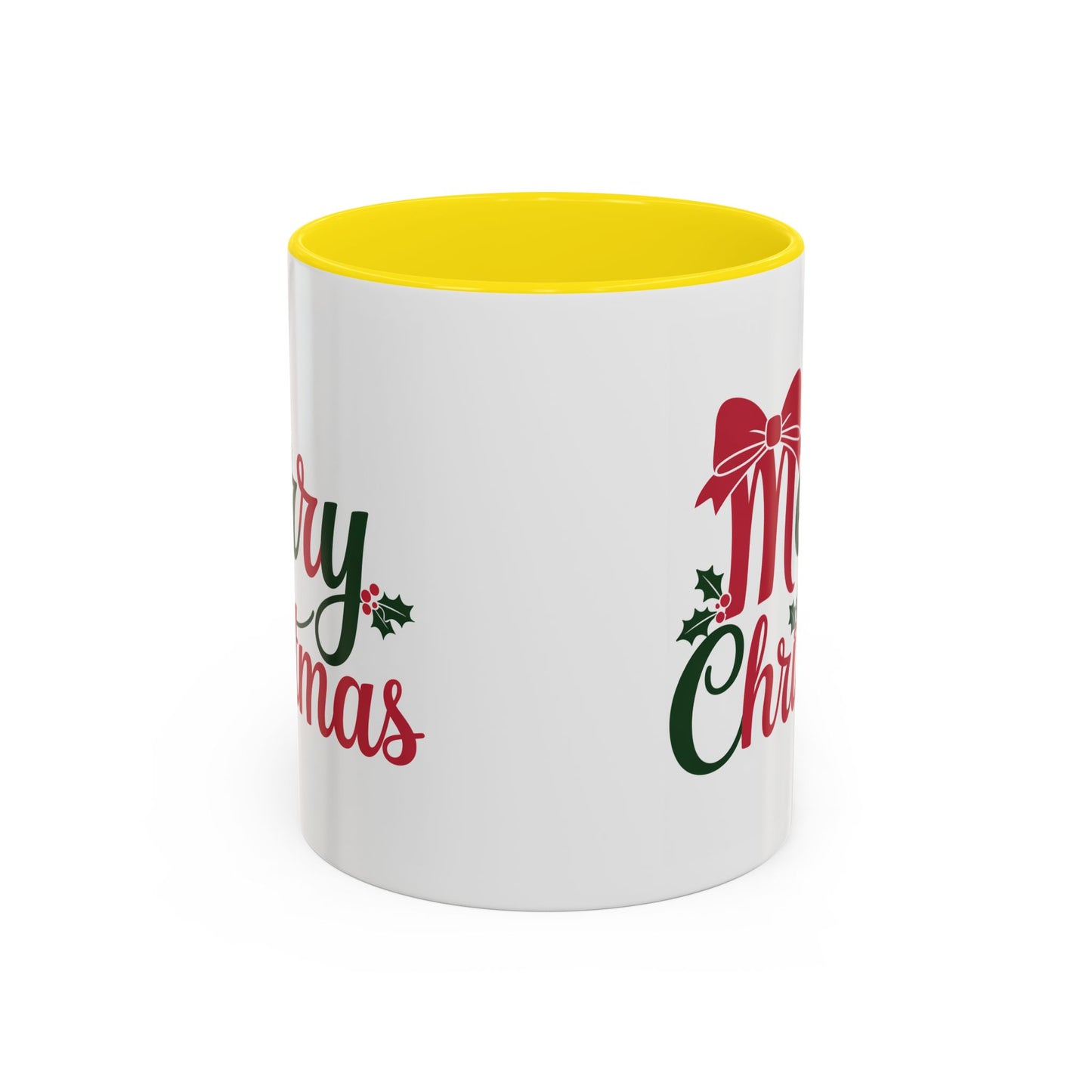 Christmas Mug - Merry Christmas Red & Green Text Bow