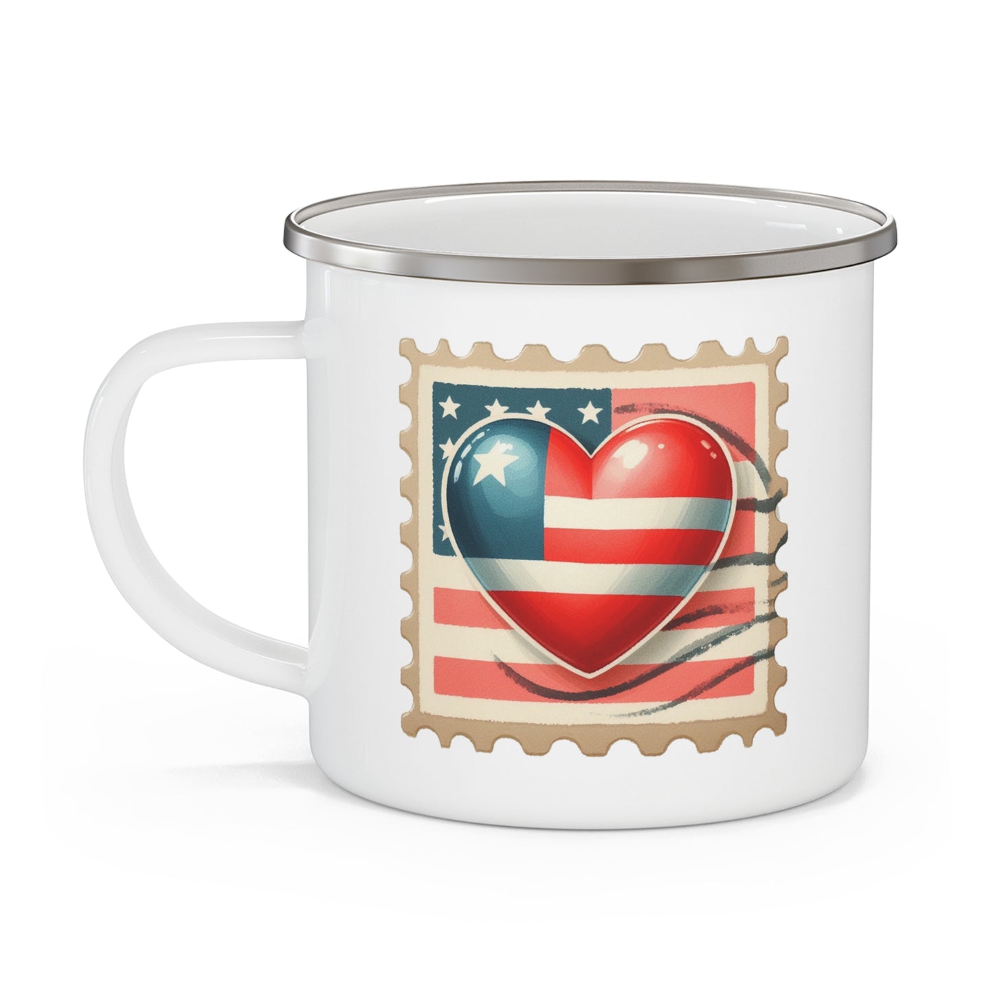 4th of July Mug - America Heart Stamp