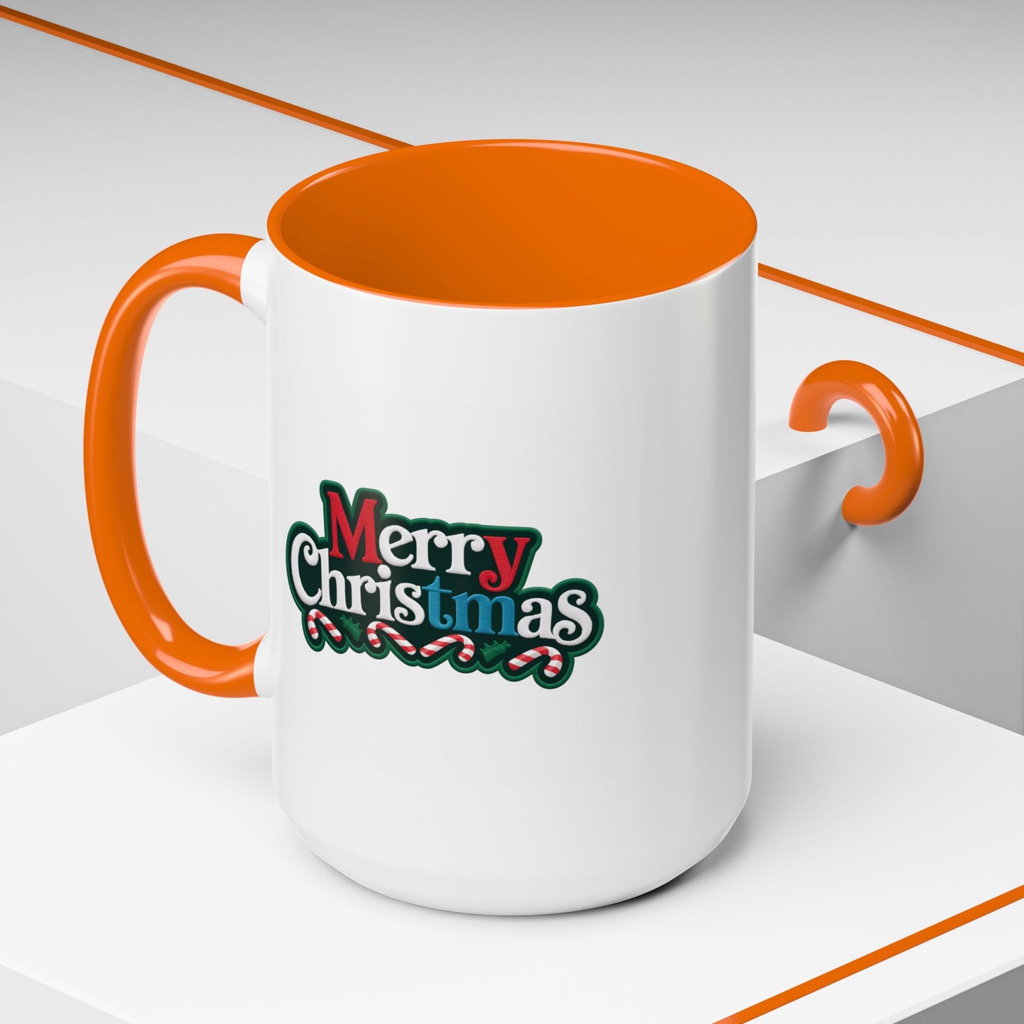 Christmas Mug - Merry Christmas White Red & Blue Text