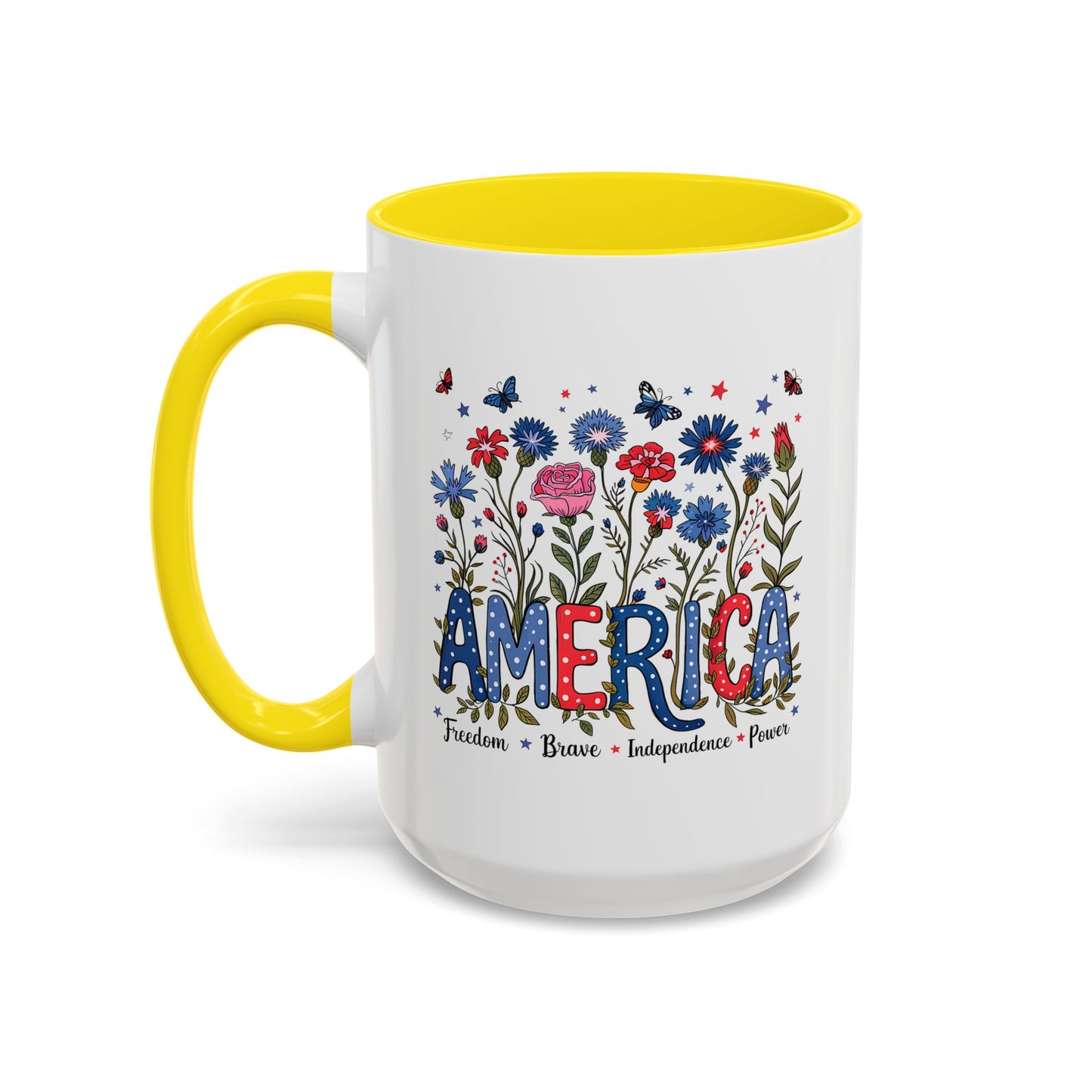 4th of July Mug - Floral America Patriotic