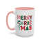 Christmas Mug - Merry Christmas Red Green & Gold Decorative Text