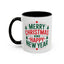 Christmas Mug - Merry Christmas and a Happy New Year Green & Red Text Trees Stars