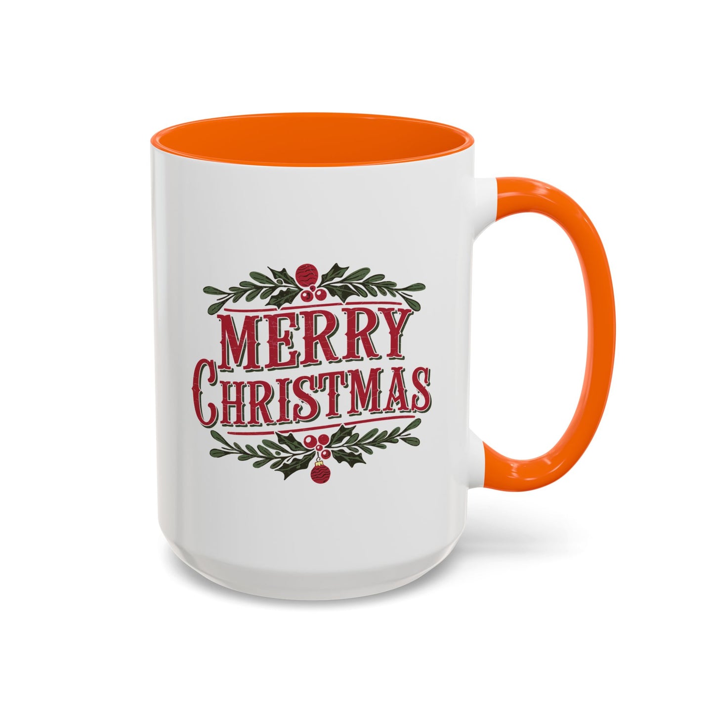 Christmas Mug - Merry Christmas Maroon Text Ornament Decorations
