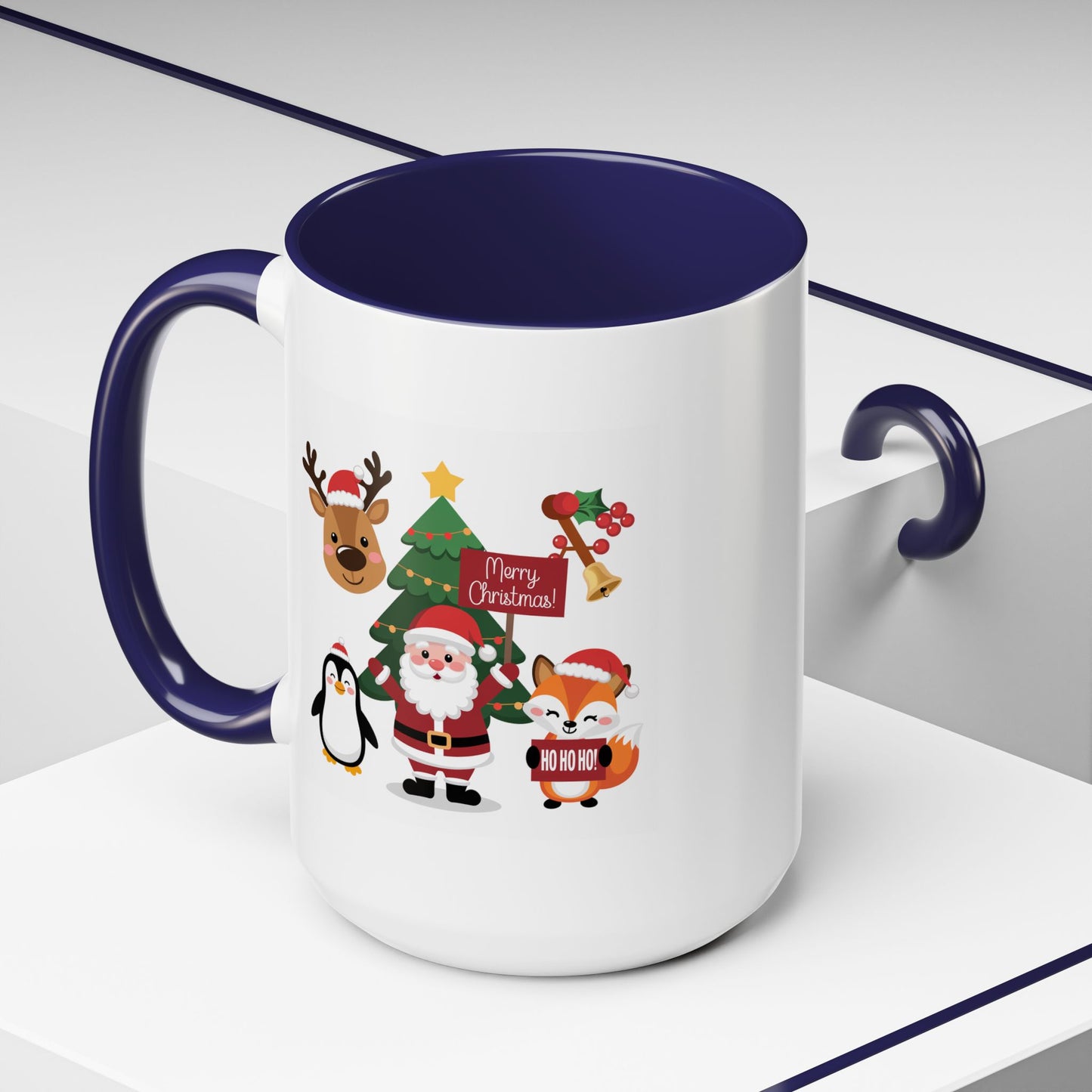 Christmas - Merry Christmas White Text Santa Reindeer Penguin Fox