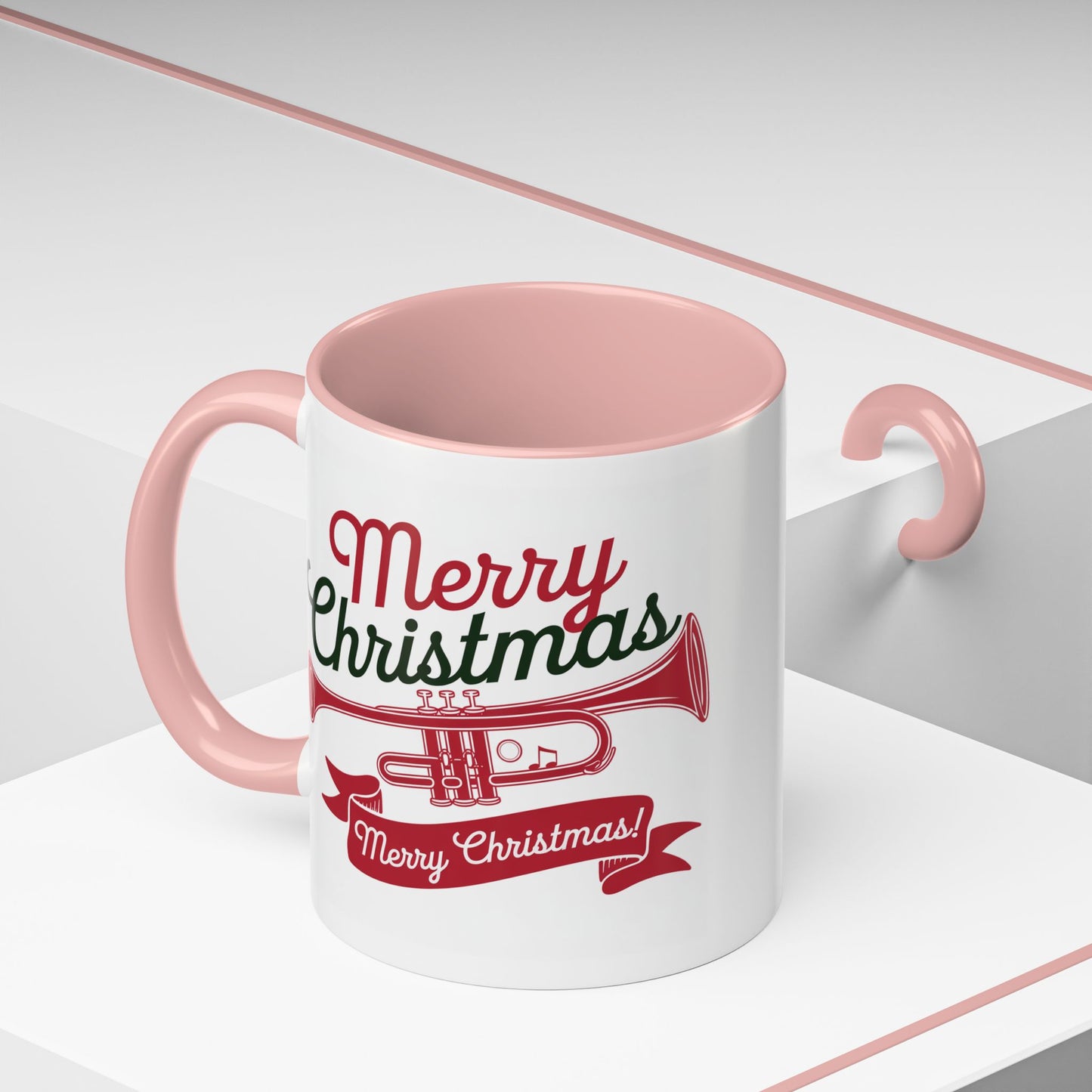 Christmas Mug - Red & Green Text Trumpet