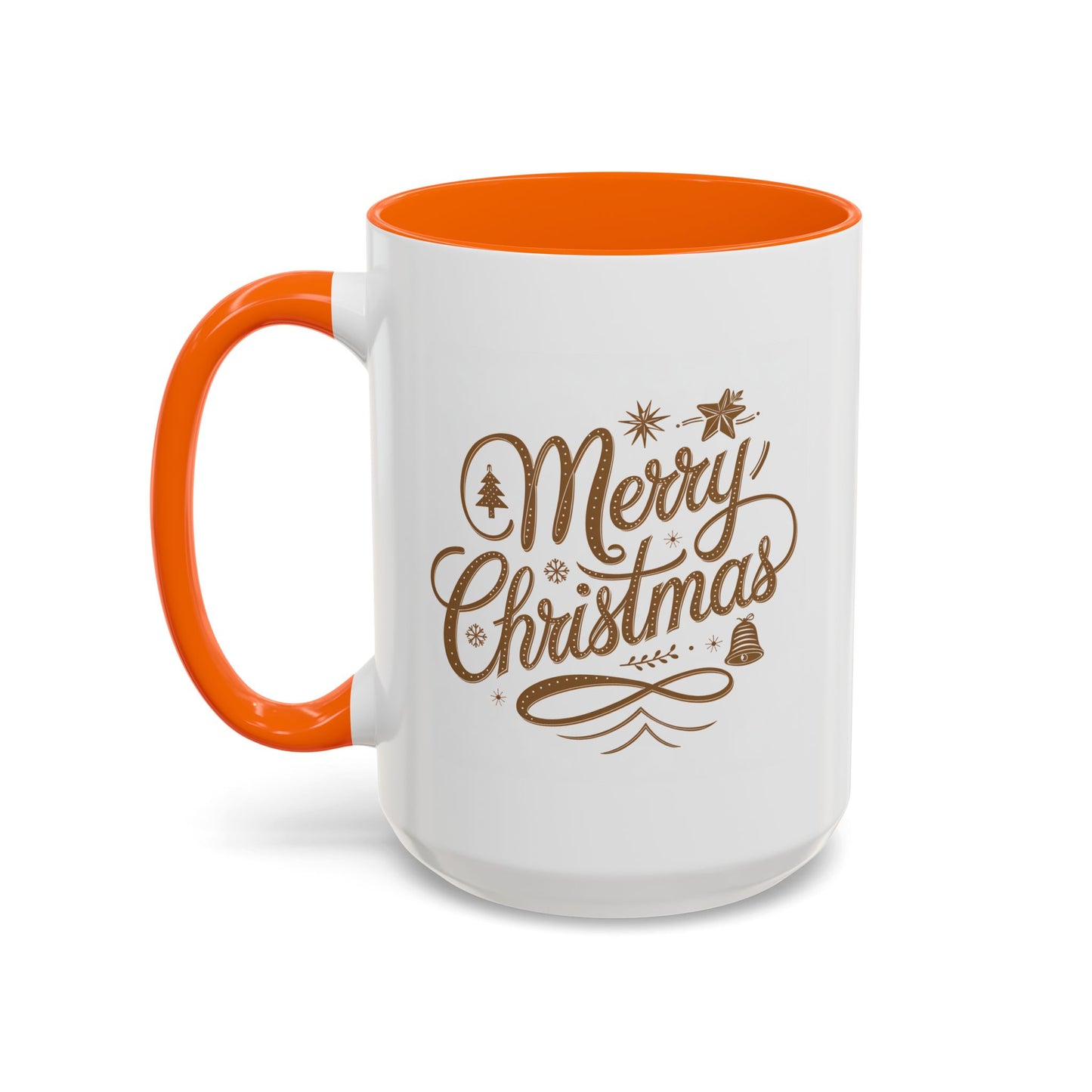 Christmas Mug - Merry Christmas Gold Text Tree Star Ornaments