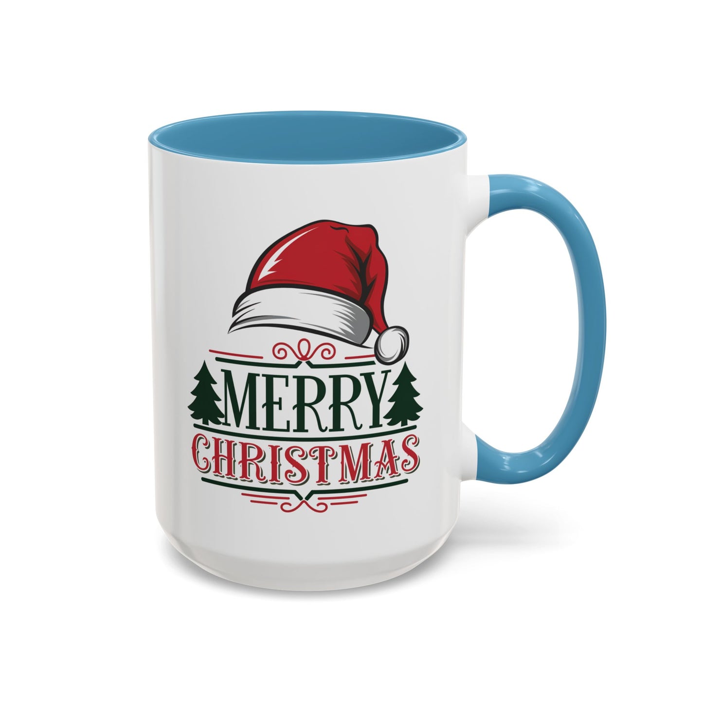 Christmas Mug - Merry Christmas Green & Red Text Red Hat