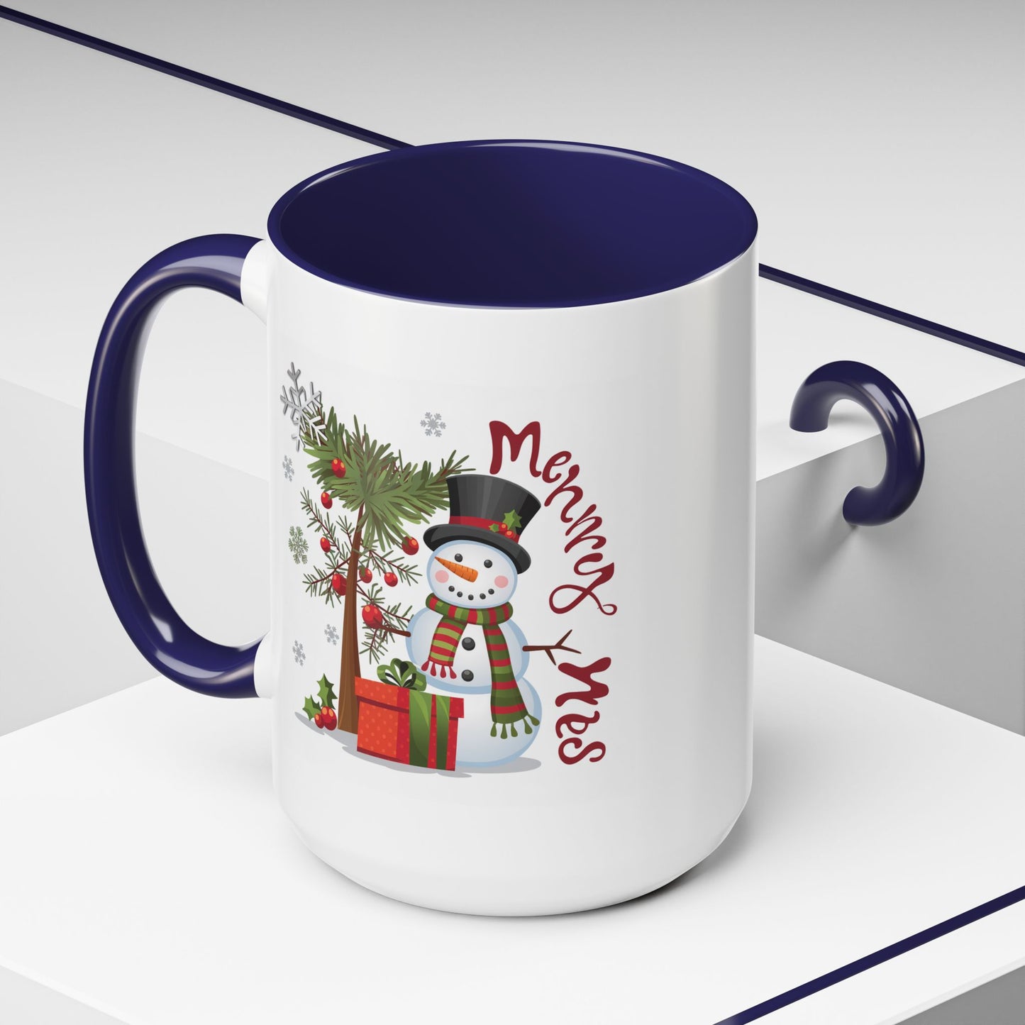 Christmas Mug - Merry Xmas Snowman Tree Present