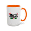 Christmas Mug - Merry Christmas Black Text Hat Cane Misletoe
