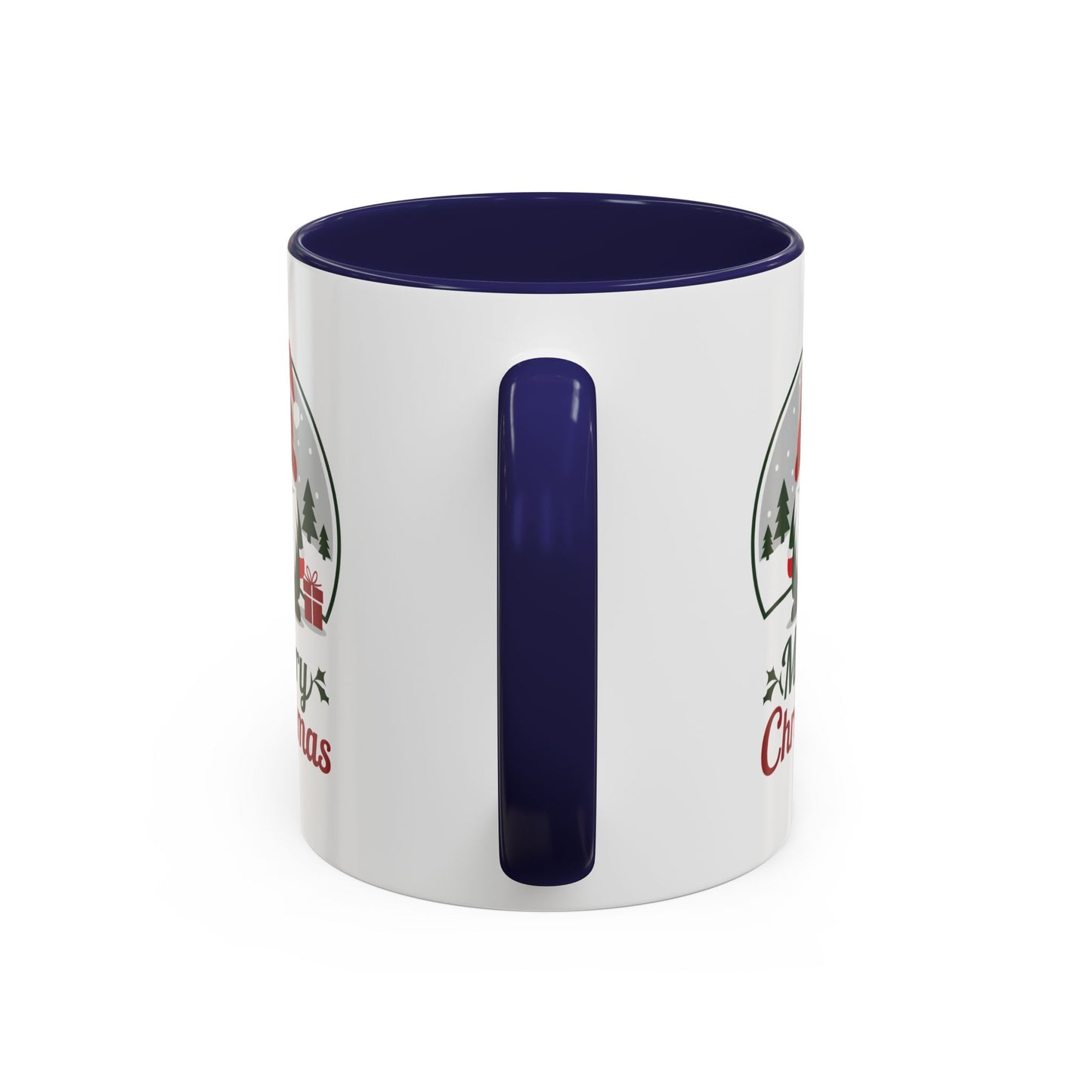 Christmas Mug - Merry Christmas Green & Red Text Gnome Present Trees
