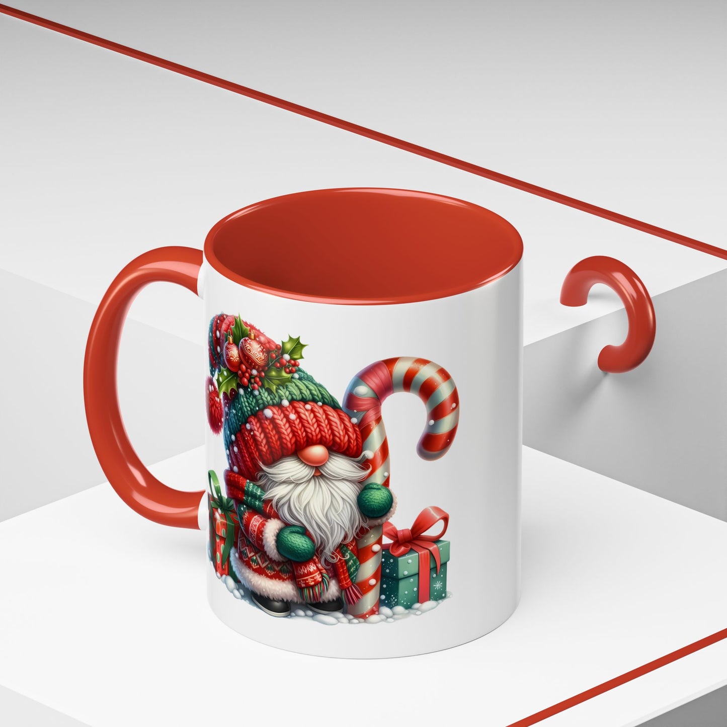 Christmas Mug - Gnome Candy Cane and Presents