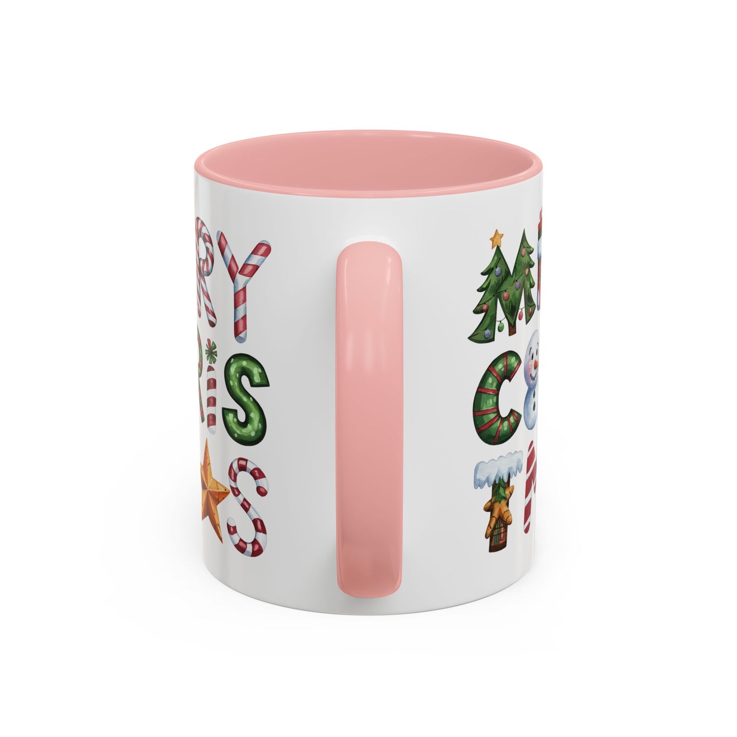 Christmas Mug - Merry Christmas Green Red & Gold Patterned Text