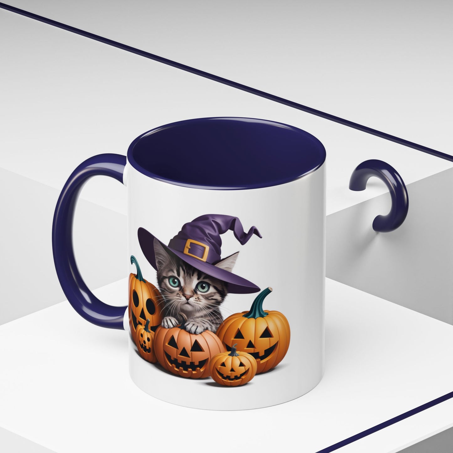 Halloween Mug - Witch Cat Hiding In Pumpkins