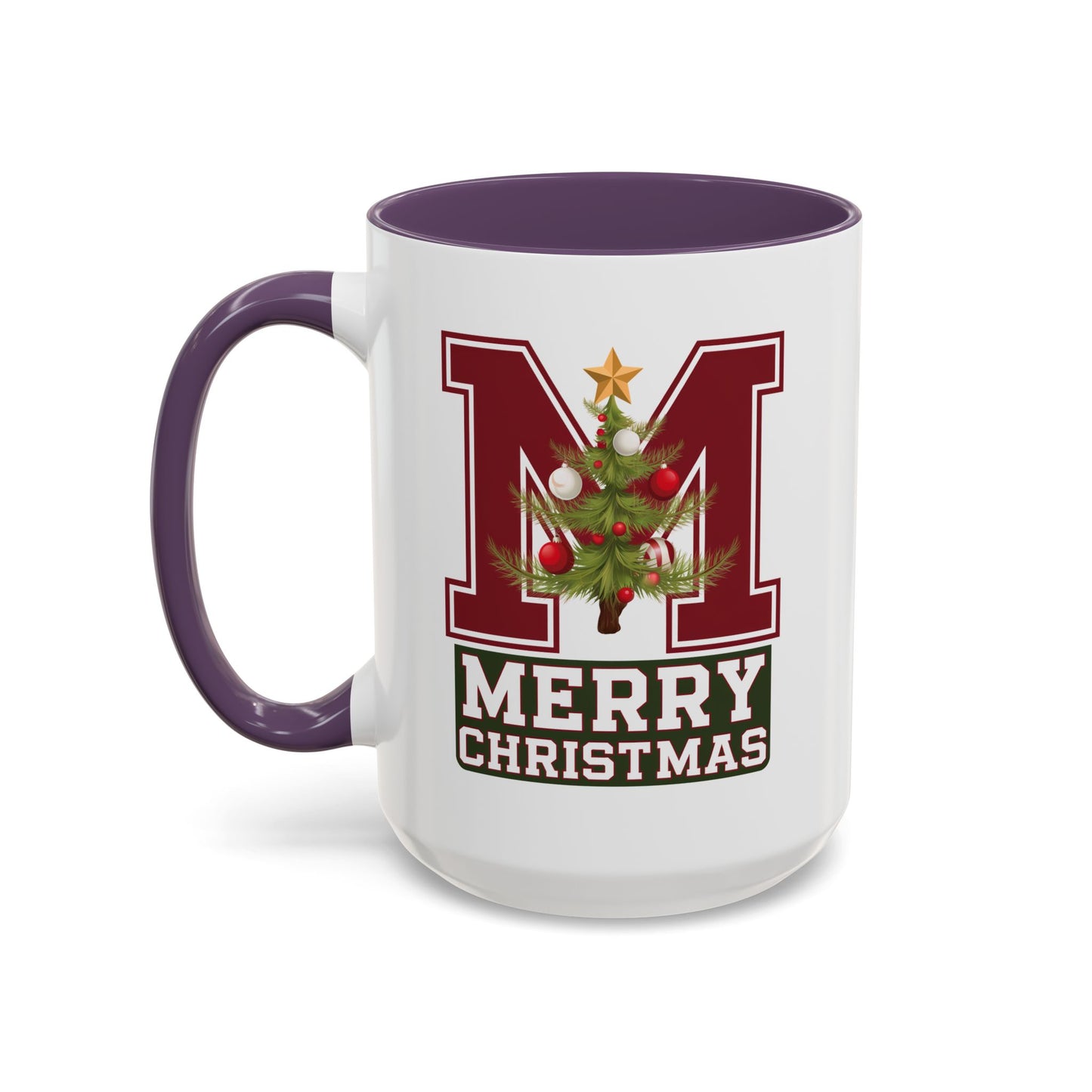 Christmas Mug - Merry Christmas White Green & Red College Text