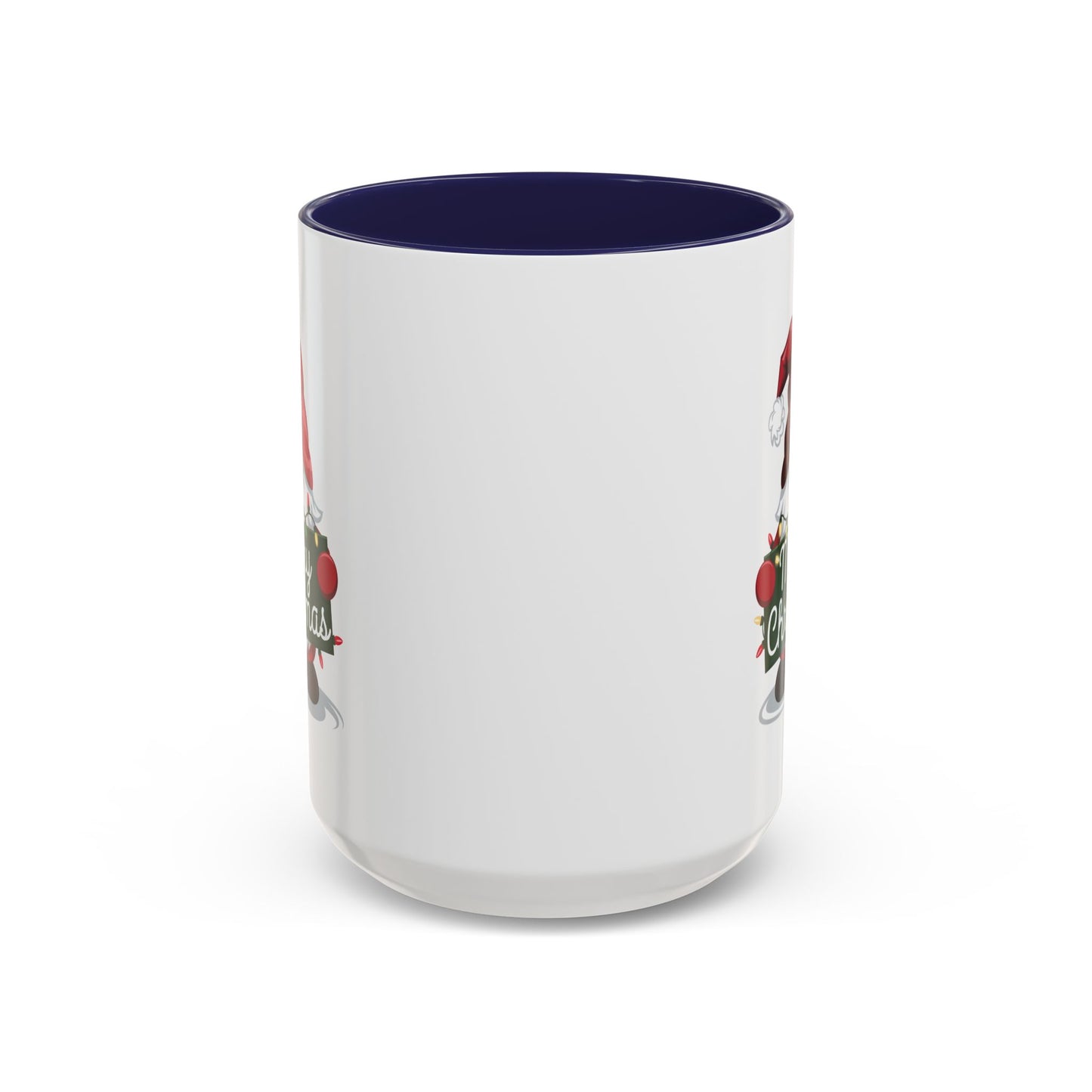 Christmas Mug - Merry Christmas White & Green Text Gnome Lights