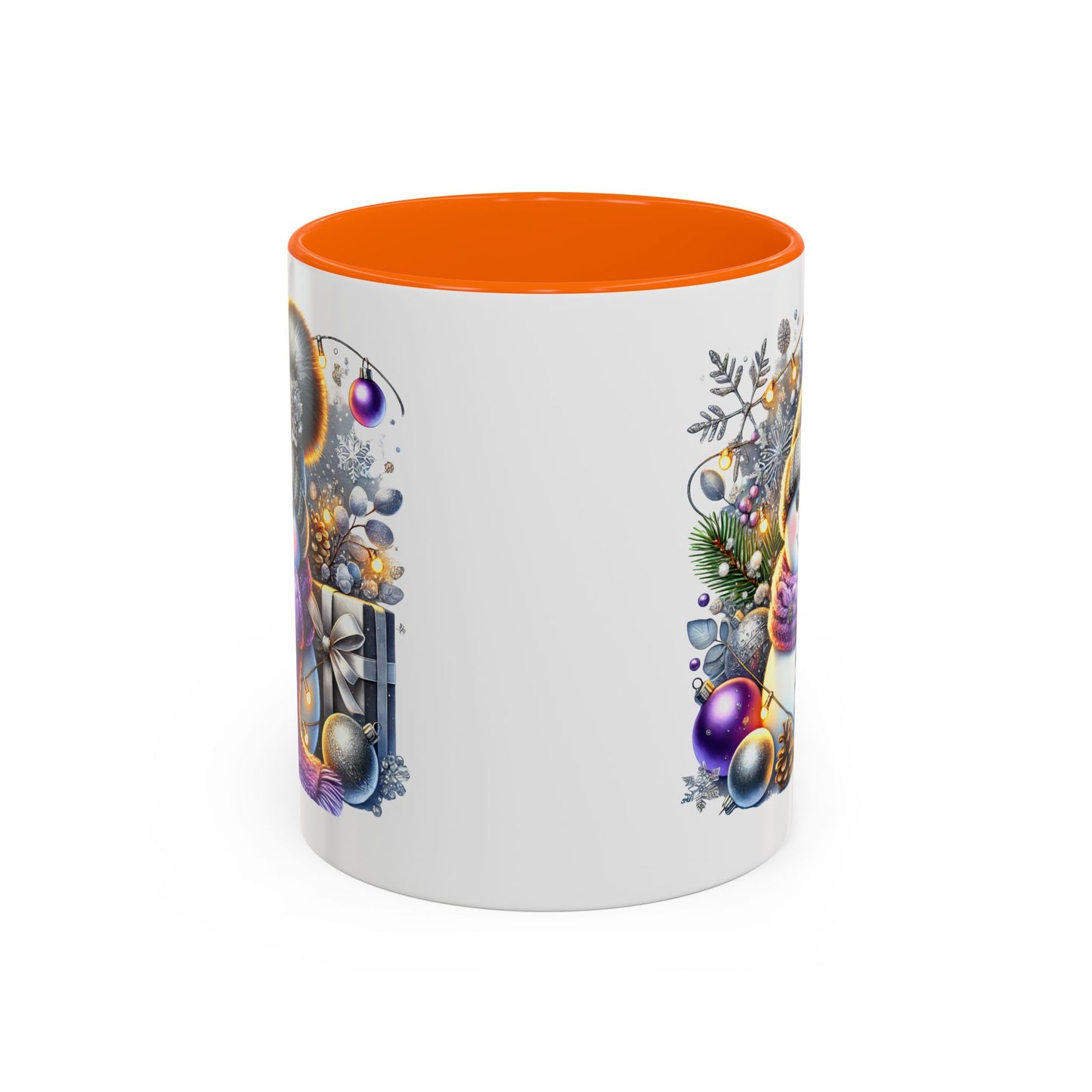 Christmas Mug - Purple and Silver Snowman