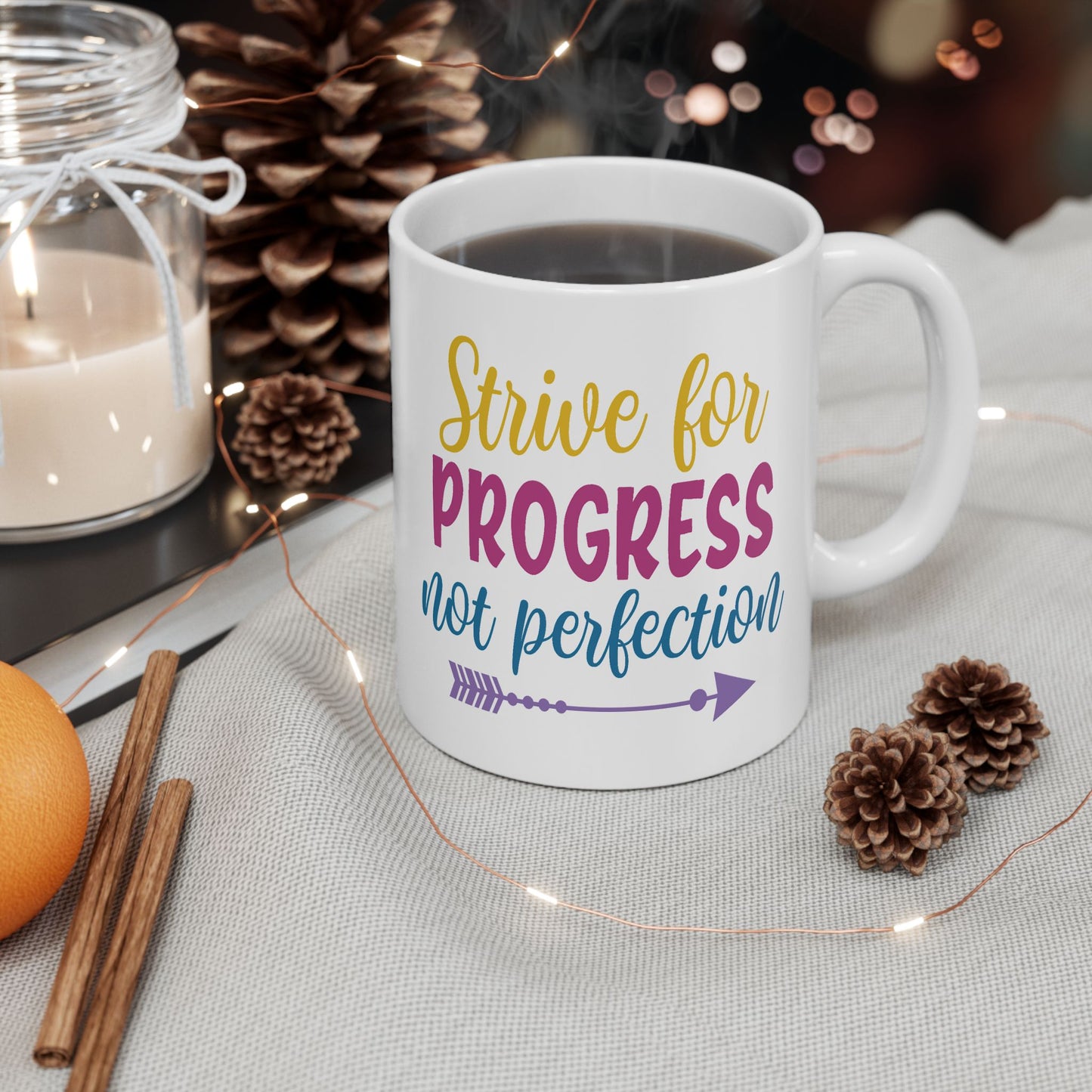 Motivation Mug - Strive For Progress Not Perfection Sticker