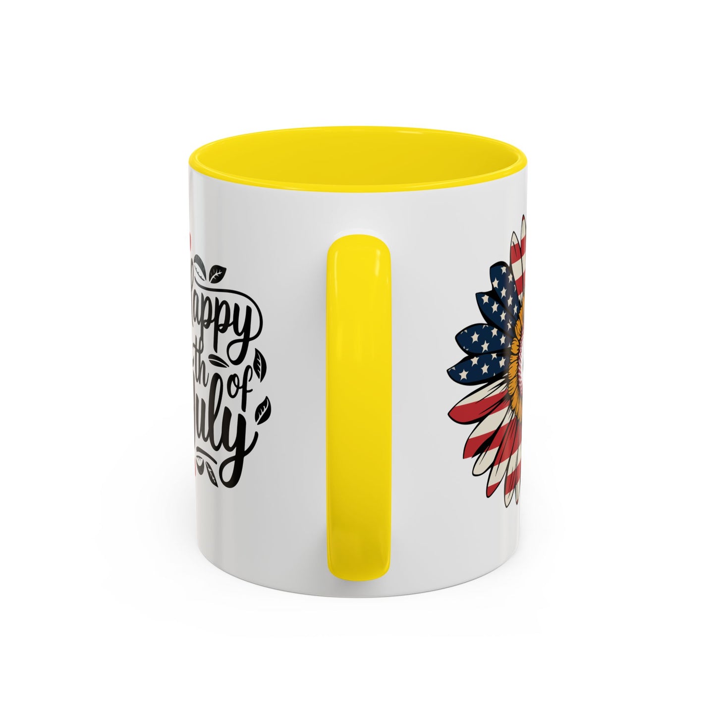 4th of July Mug - Happy 4th of July Sunflower USA Flag