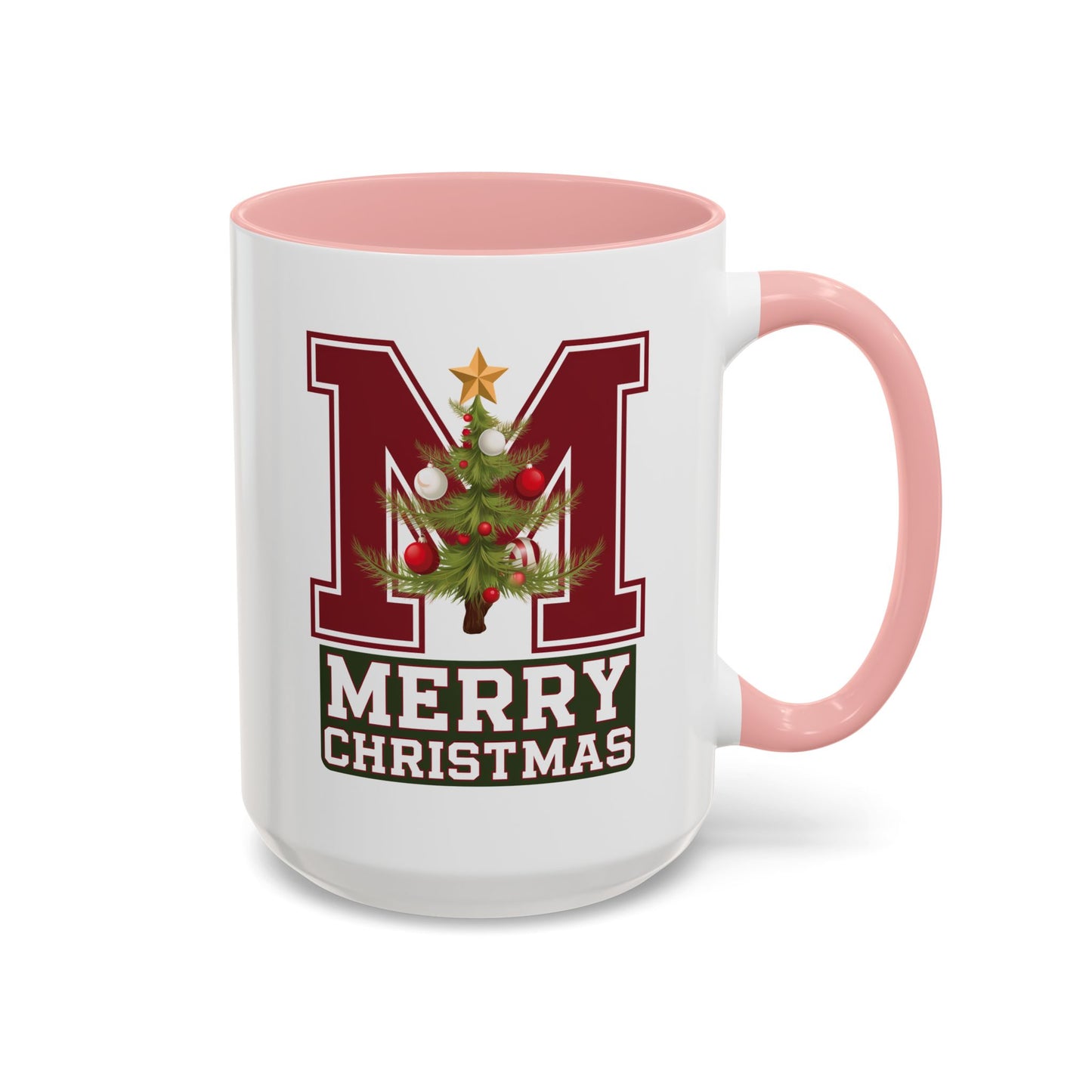 Christmas Mug - Merry Christmas White Green & Red College Text