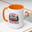 Christmas Mug - Merry Christmas Maroon Text Camper Trees