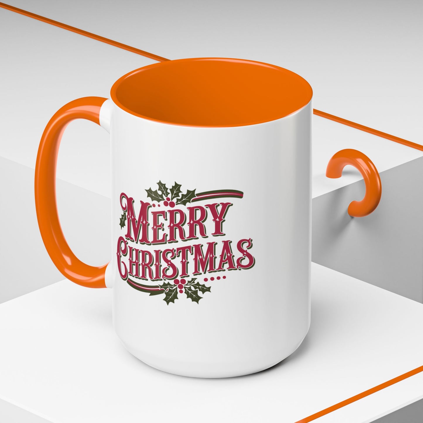 Christmas Mug - Merry Christmas Maroon & Green Text Decorations
